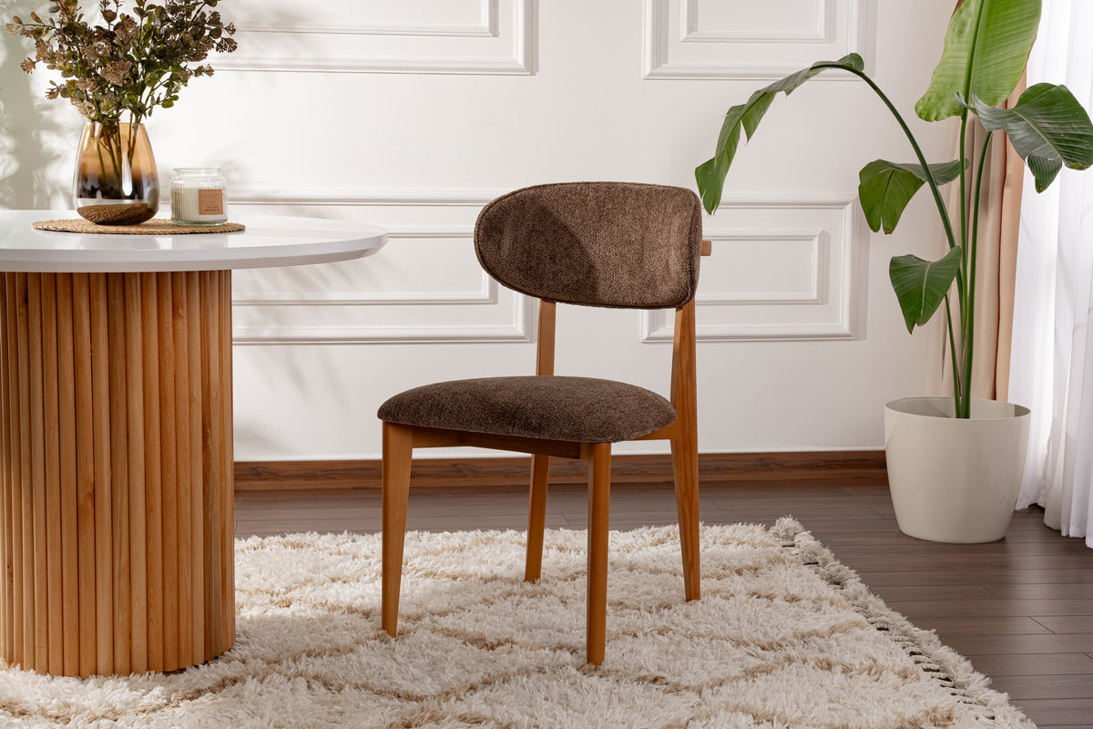 Set of 2 Lionte Dining Chairs in Brown and Dark Oak – product image 1