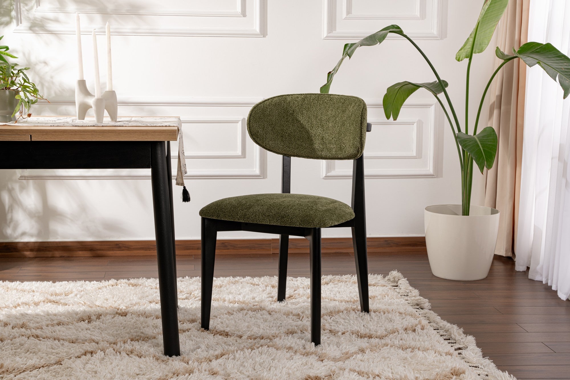 Set of 2 Lionte Dining Chairs in Green and Black