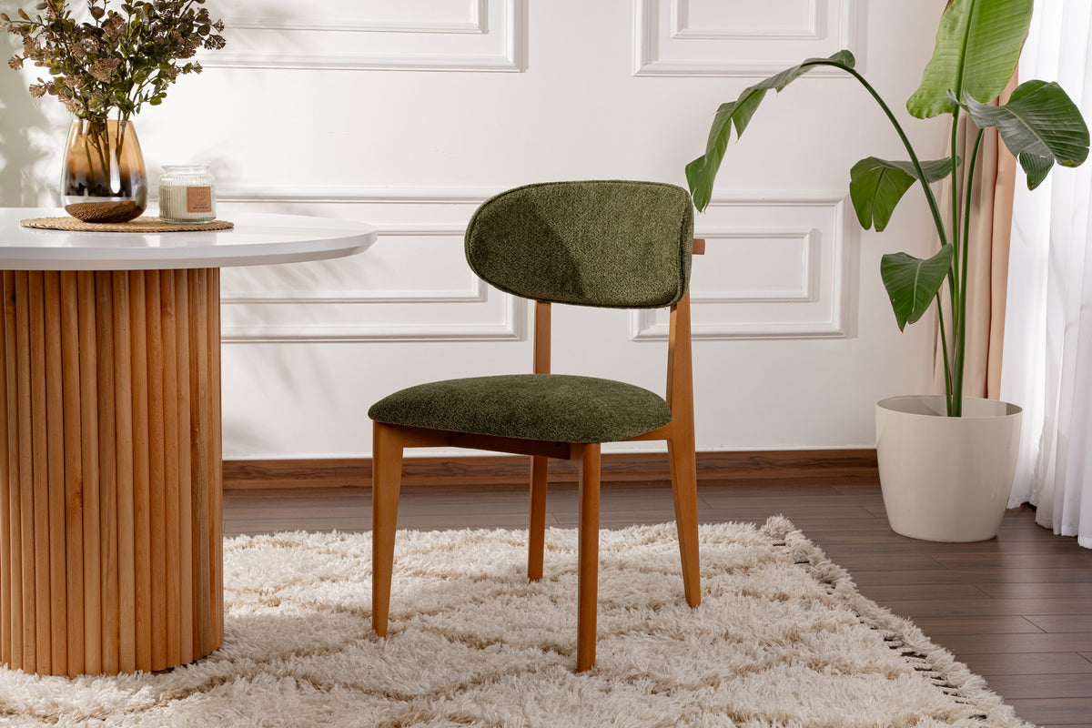 Set of 2 Lionte Dining Chairs in Green and Dark Oak – product image 1