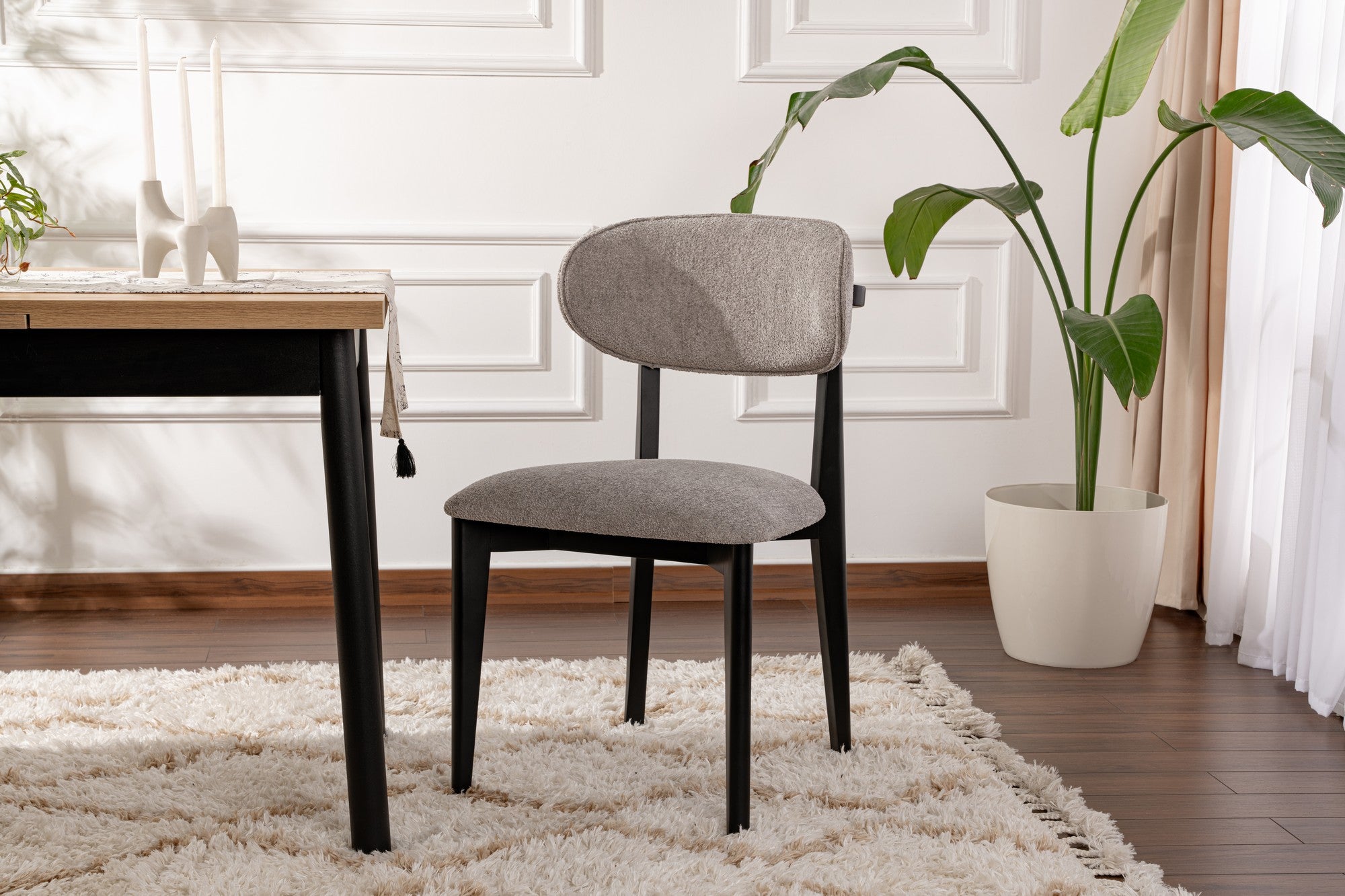 Set of 2 Lionte Dining Chairs in Grey and Black