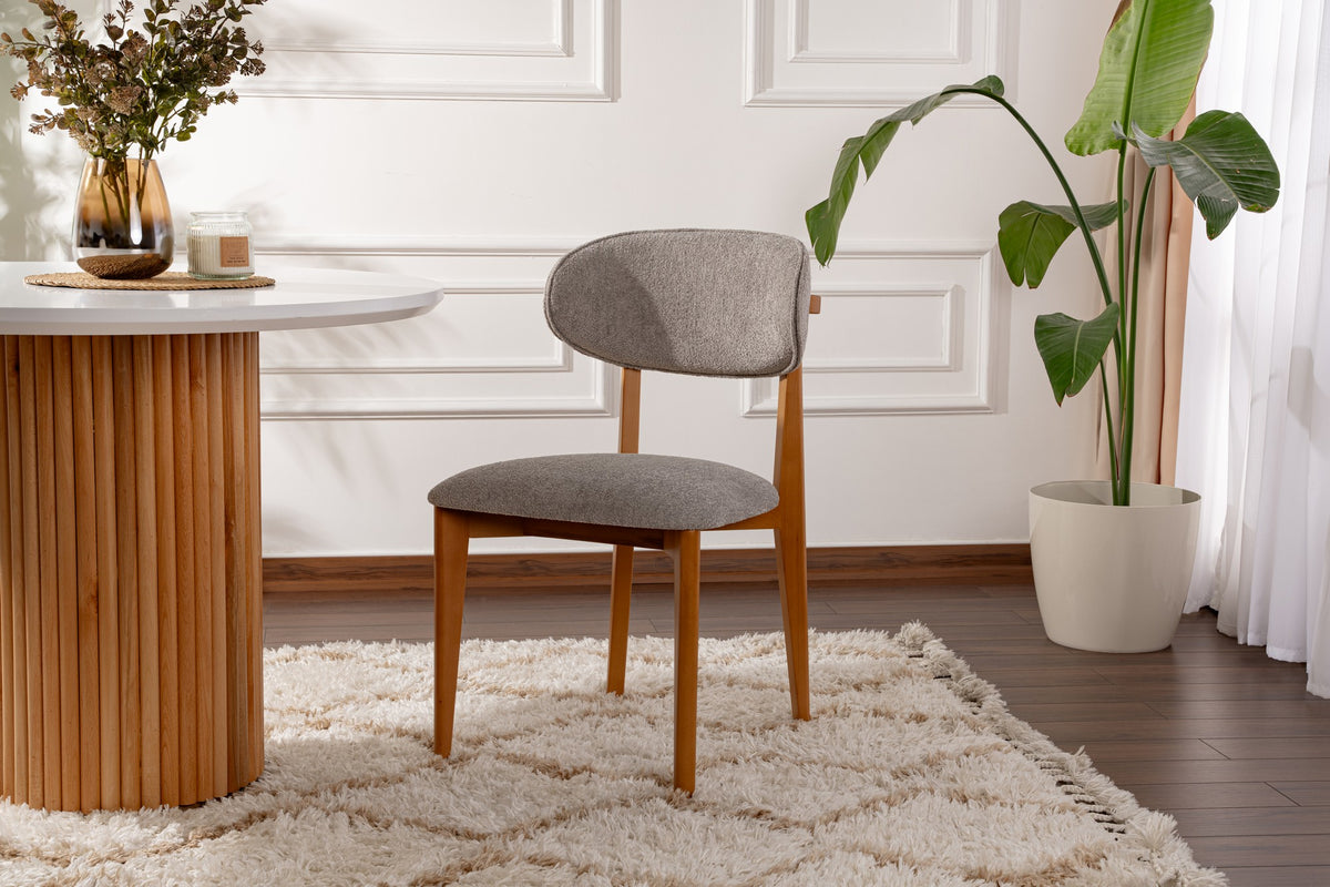 Set of 2 Lionte Dining Chairs in Grey and Dark Oak – product image 1