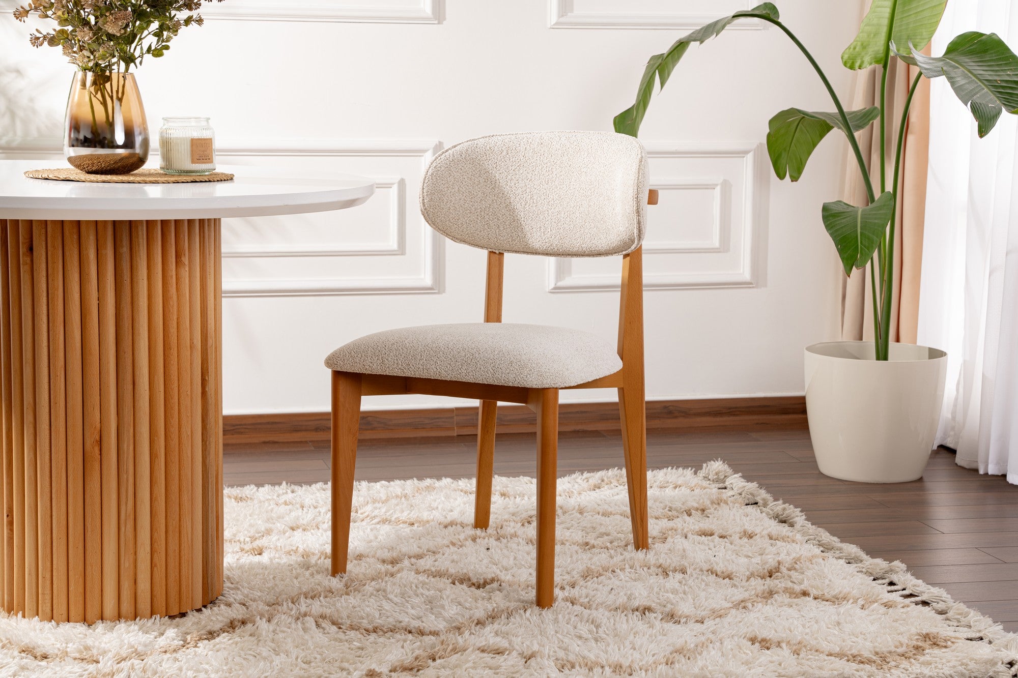 Set of 2 Lionte Dining Chairs in White and Dark Oak