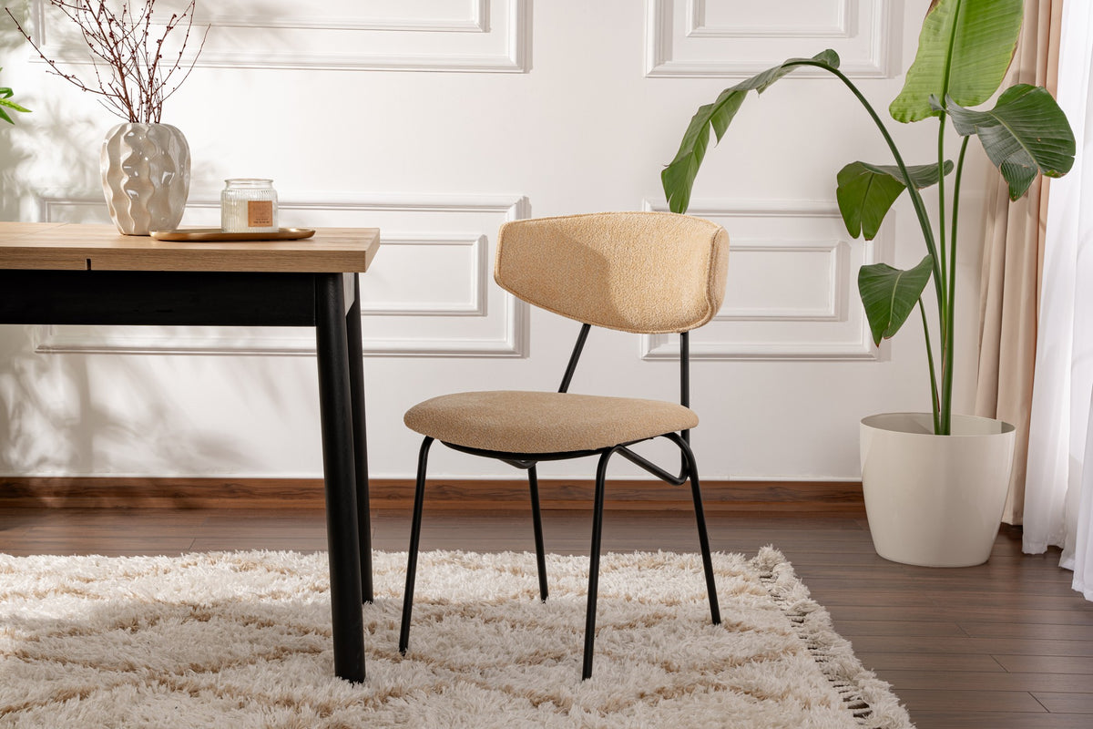 Set of 2 Nancy Metal Dining Chairs in Beige and Black – product image 1