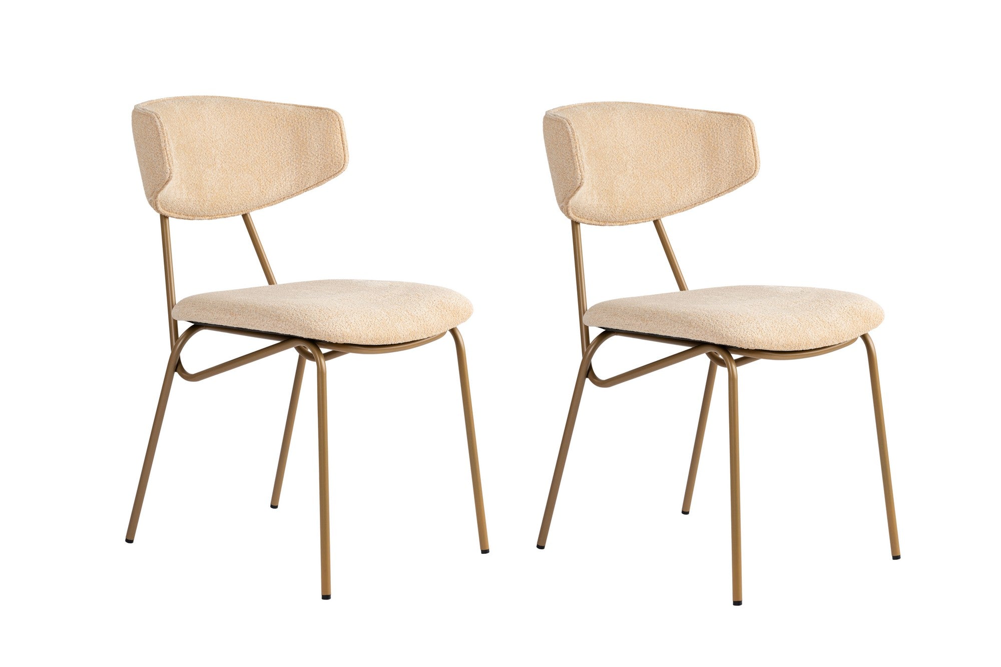 Set of 2 Nancy Metal Dining Chairs in Beige and Gold – product image 2