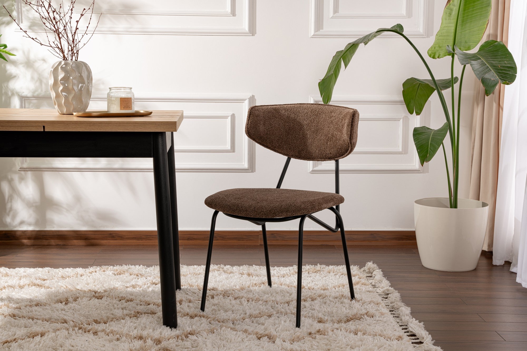 Lot de 2 chaises de salle à manger Nancy en métal, marron et noir
