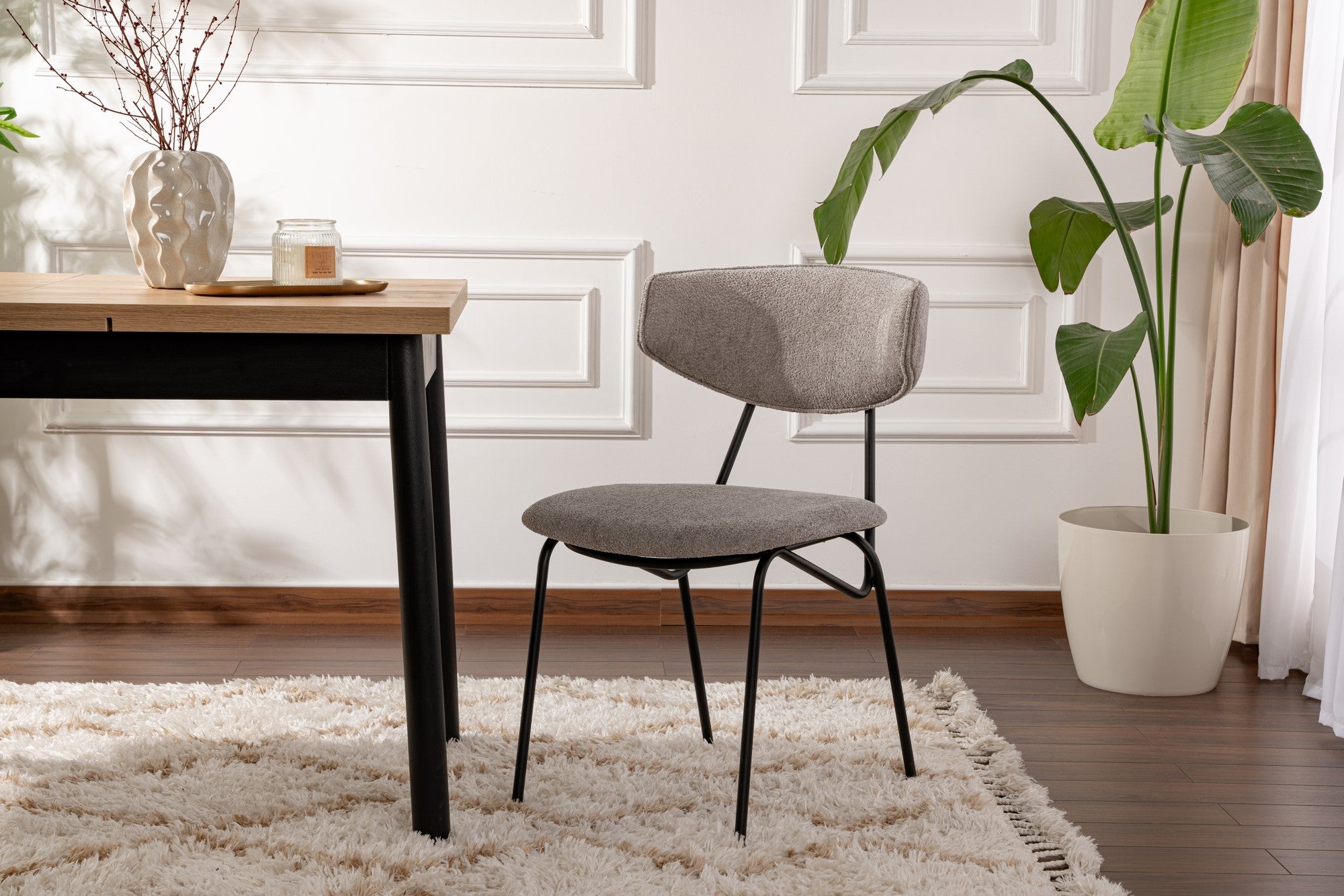 Set of 2 Nancy Metal Dining Chairs in Grey and Black