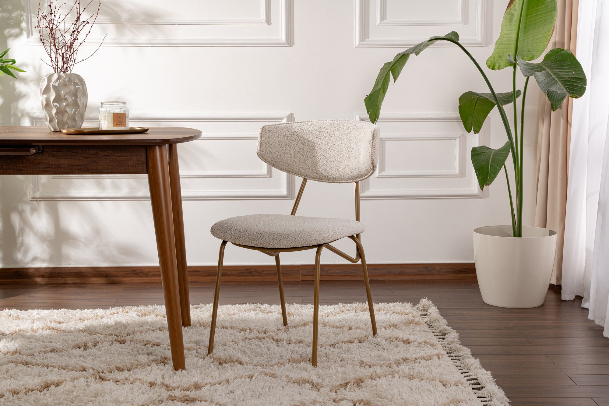 Set of 2 Nancy Metal Dining Chairs in White and Gold