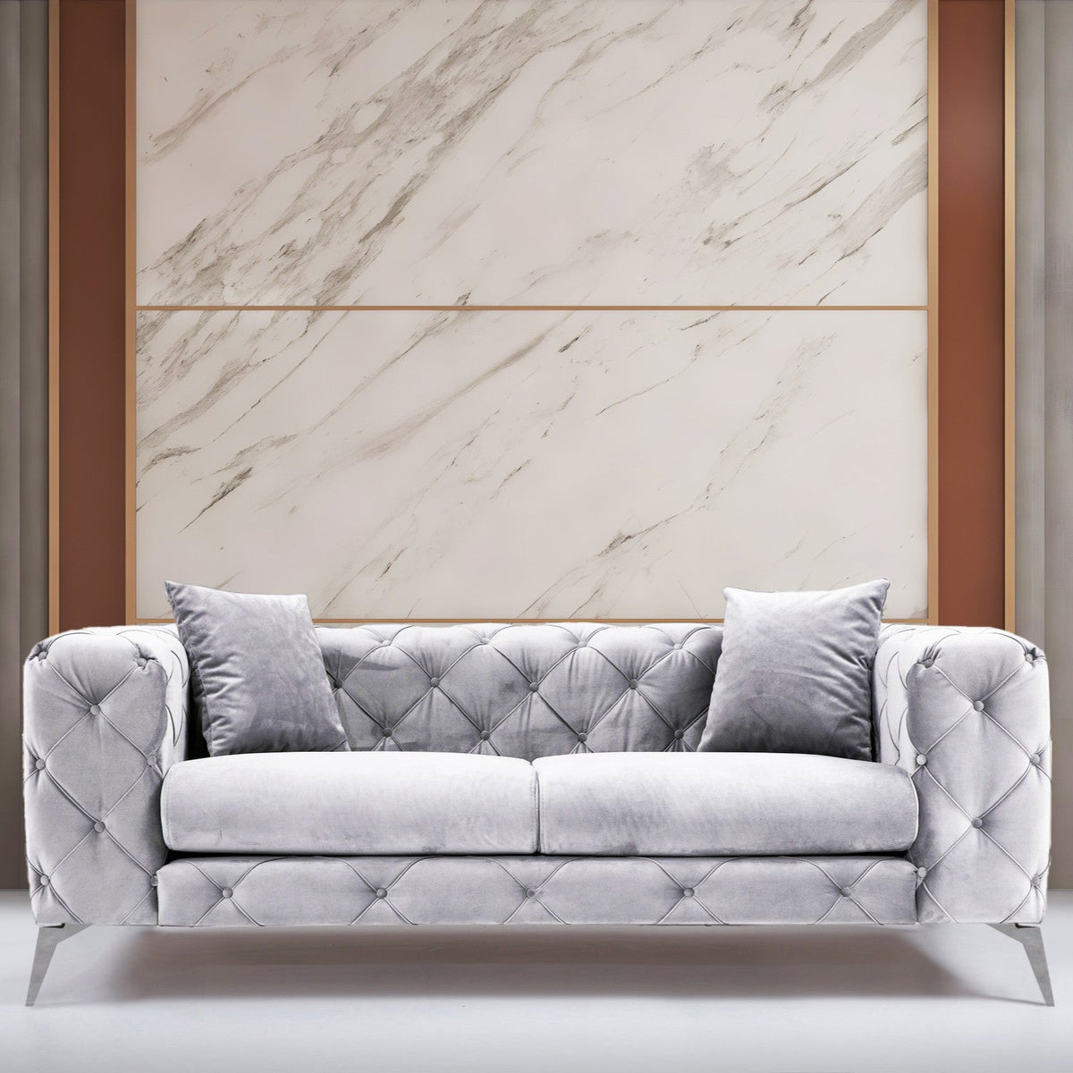 Como Light Grey 2 Seater Sofa Compact Modern Couch for Two