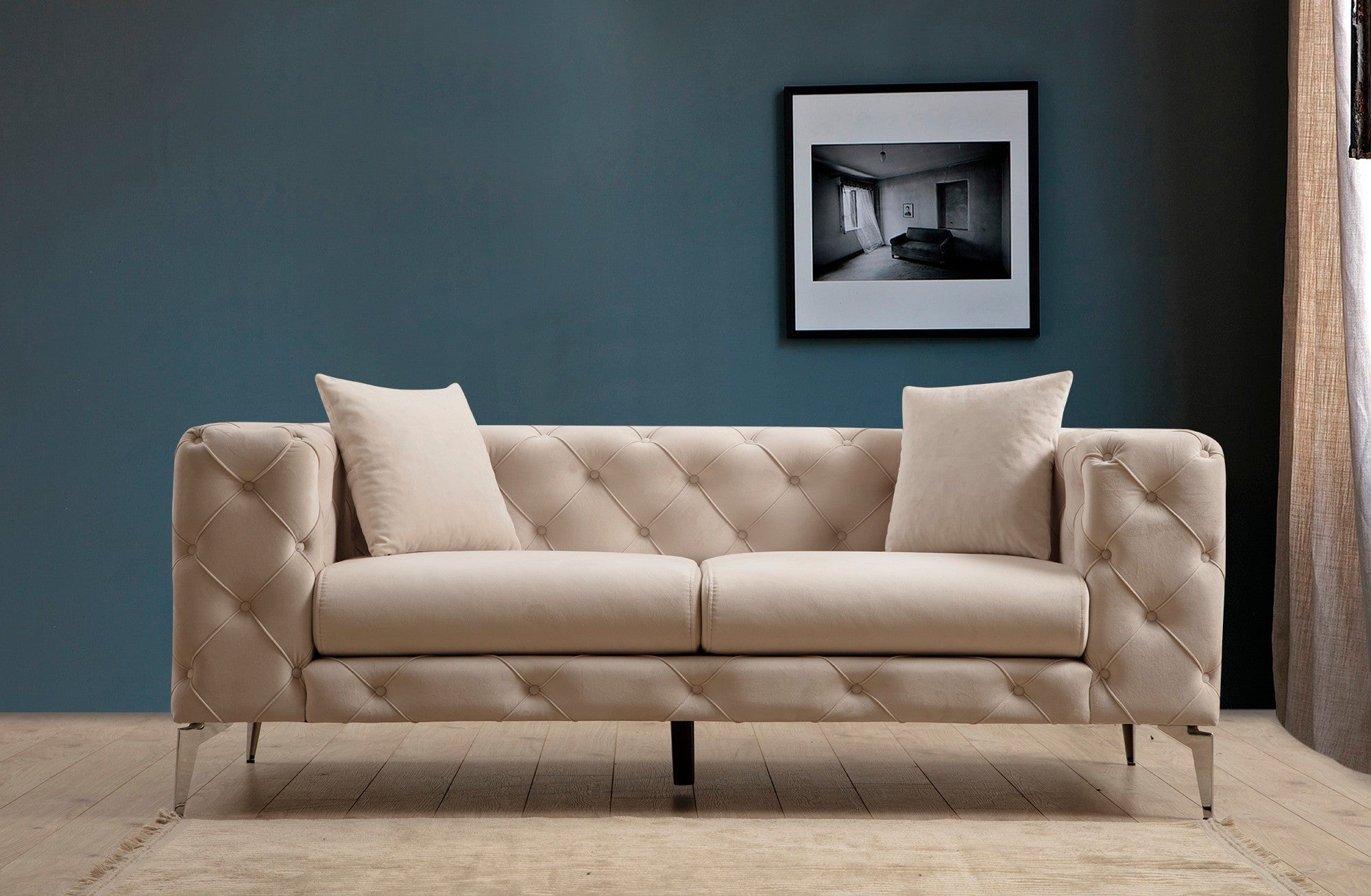 Como Ecru 2 Seater Sofa Compact Modern Couch for Two
