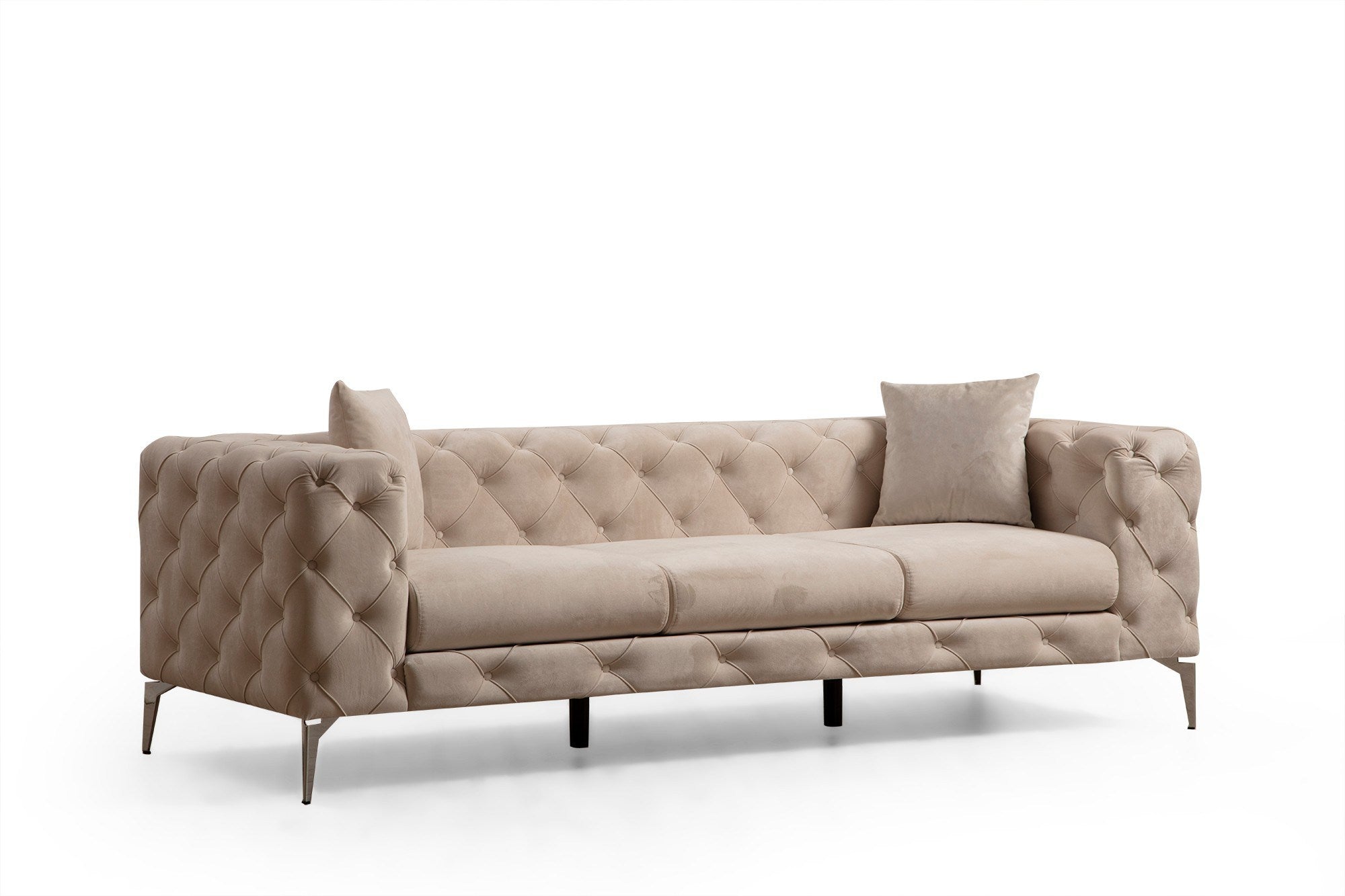 Como Ecru 3 Seater Sofa | Tufted Comfortable Modern Couch