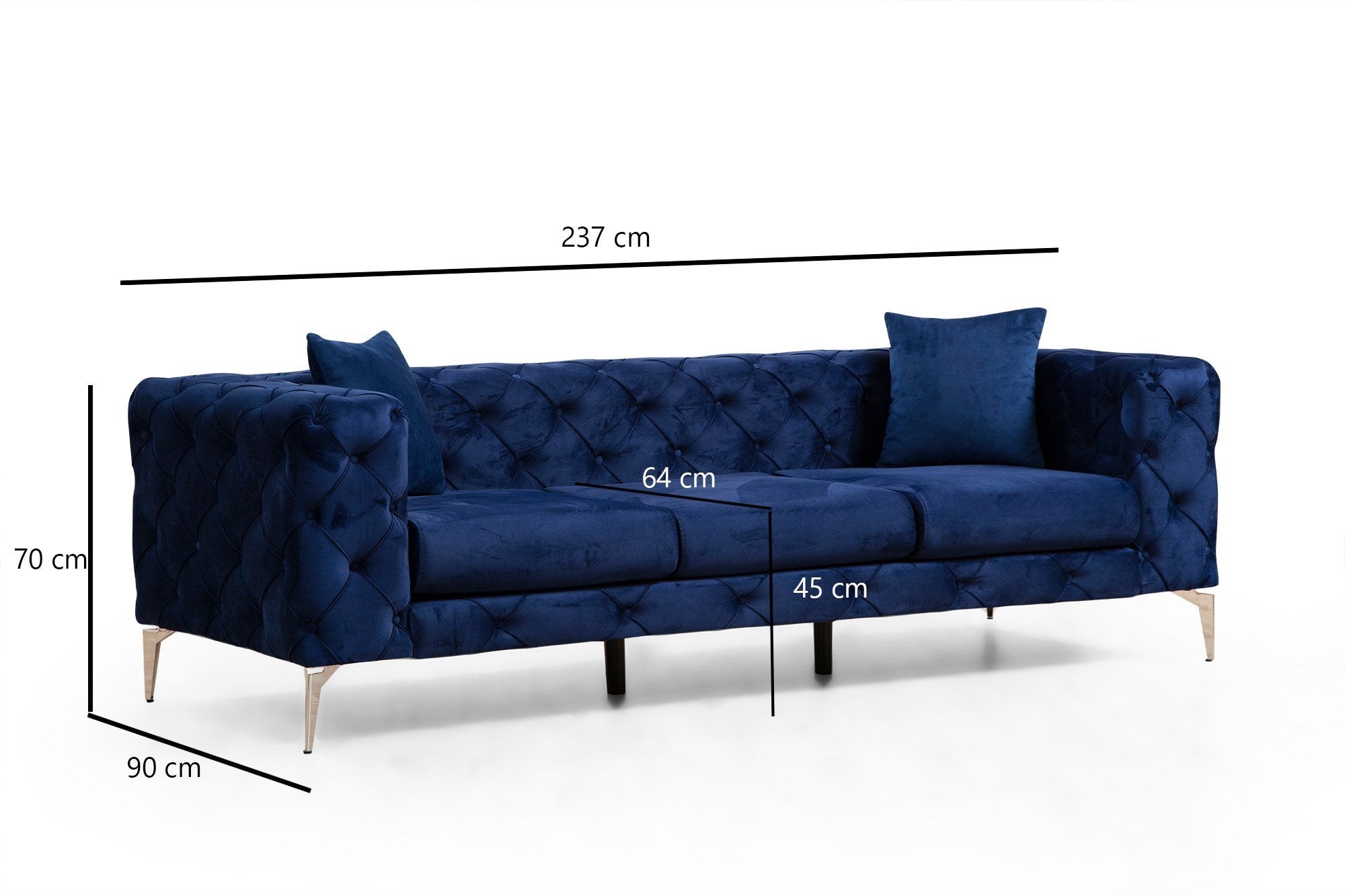 Como Navy Blue 3 Seater Sofa | Comfortable Modern tufted sofa