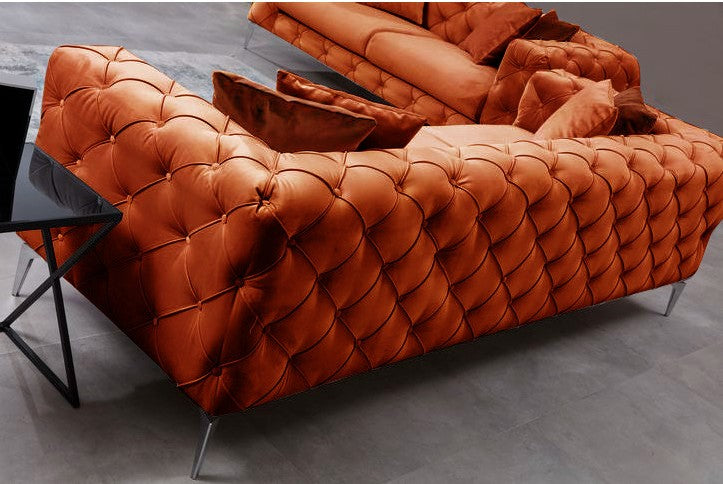 Como Orange 3 Seater Sofa | Comfortable Modern tufted sofa