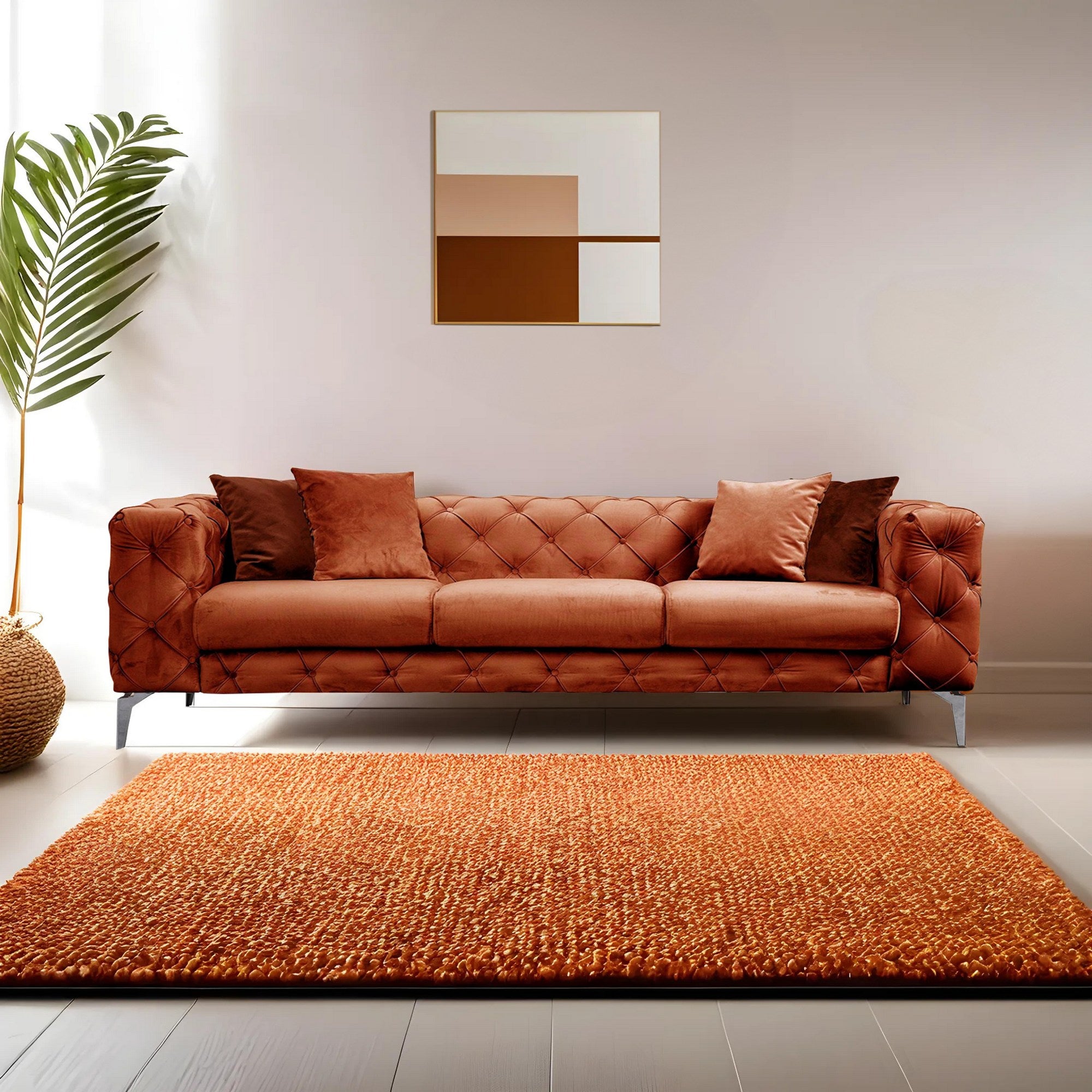 Como Orange 3 Seater Sofa | Comfortable Modern tufted sofa