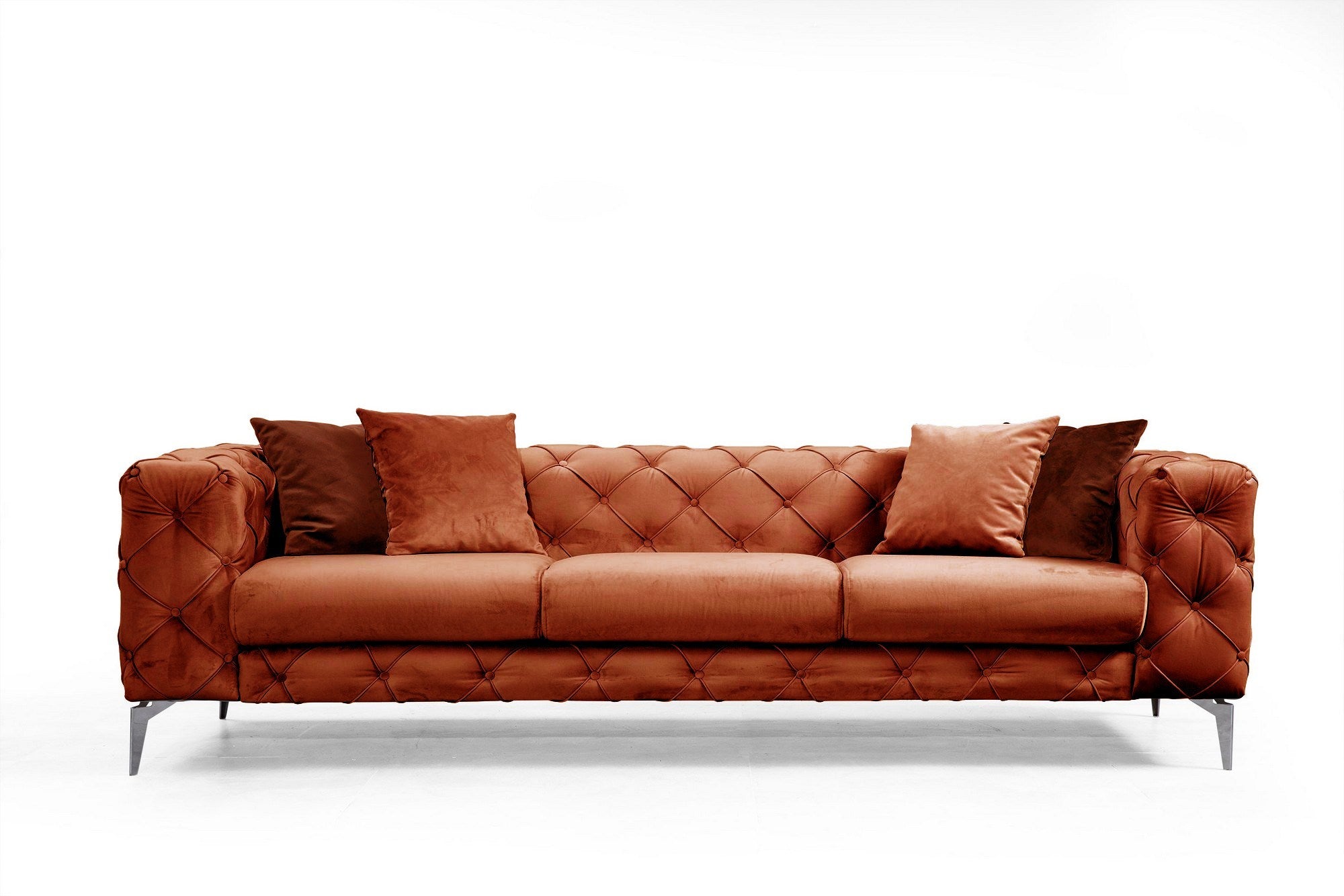 Como Orange 3 Seater Sofa | Comfortable Modern tufted sofa