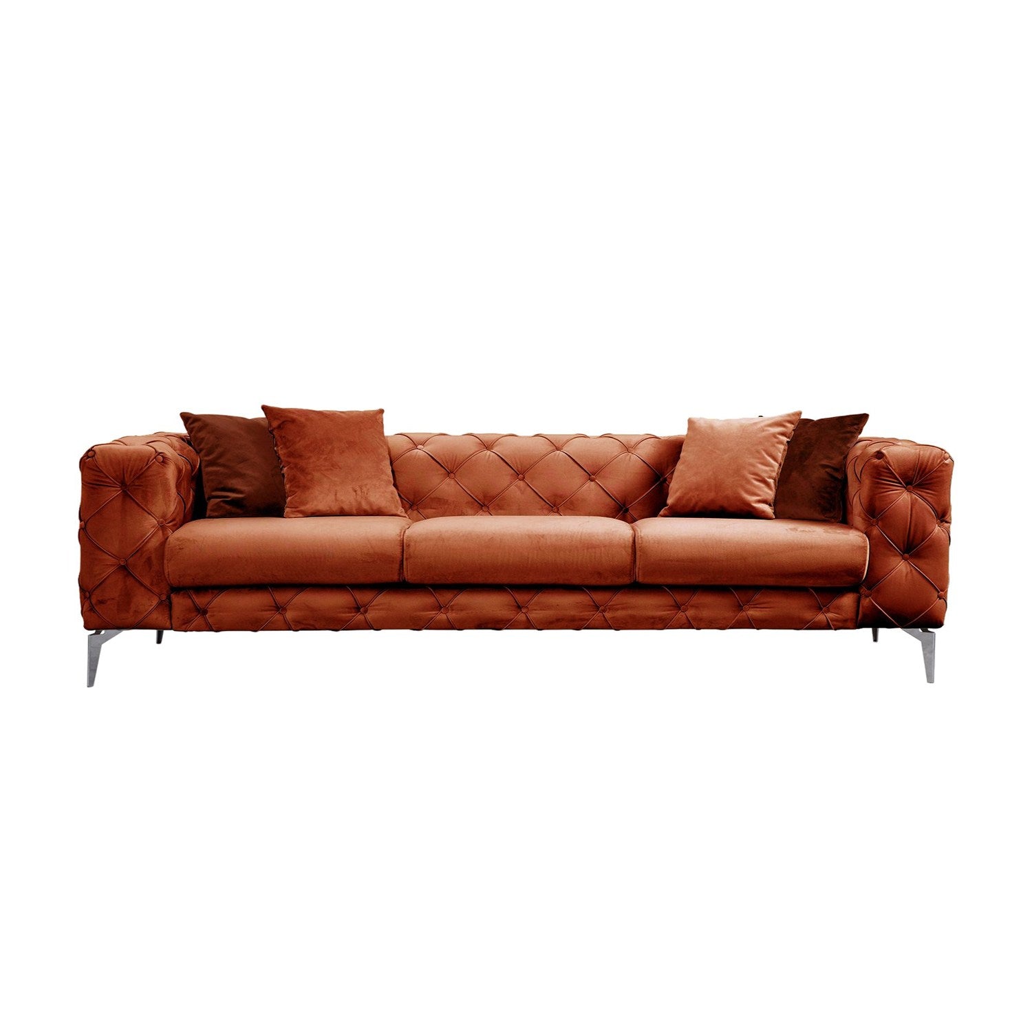 Como Orange 3 Seater Sofa | Comfortable Modern tufted sofa