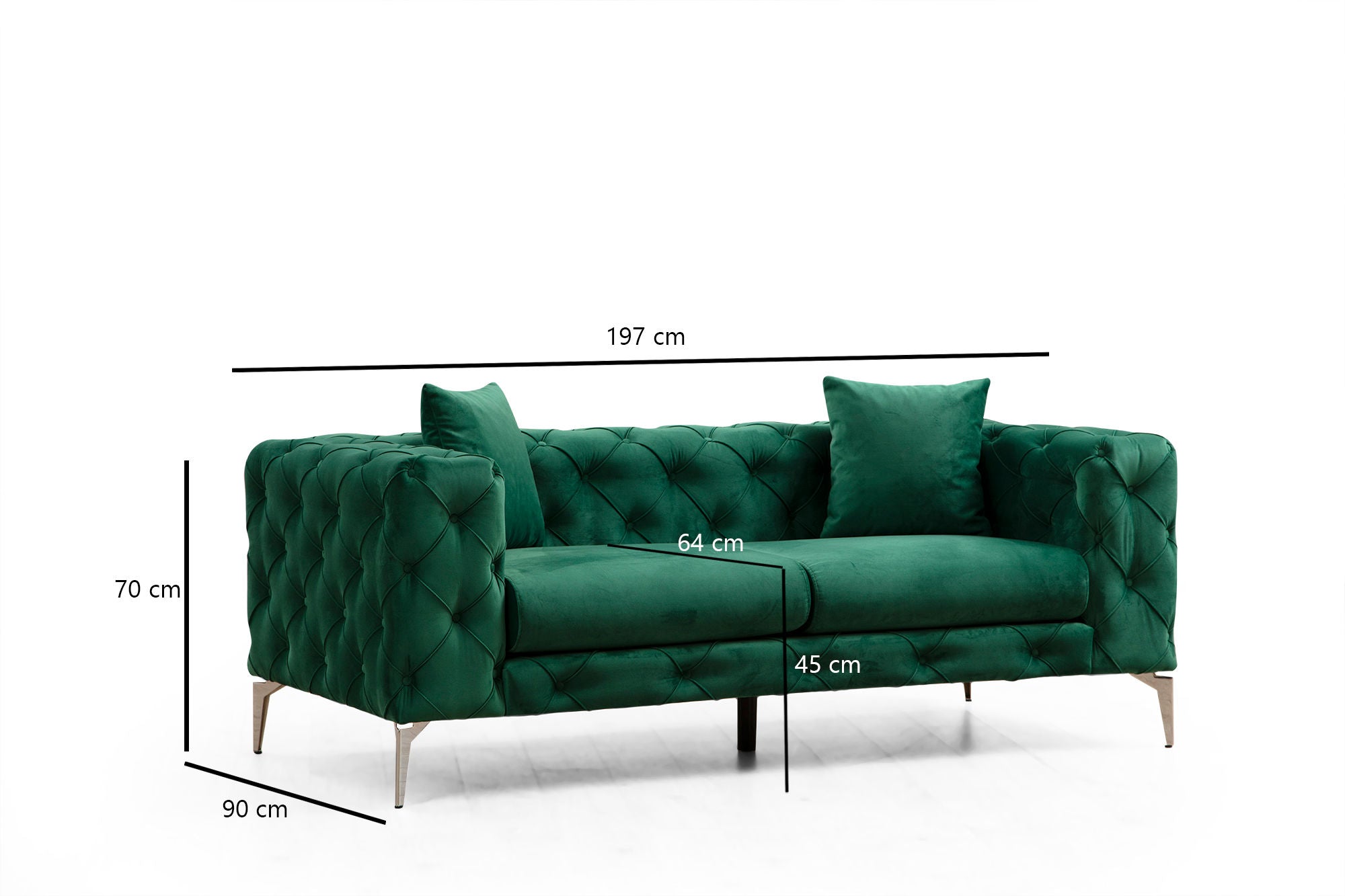 Como – Green 2 Seater Sofa | Compact Modern Couch for Two