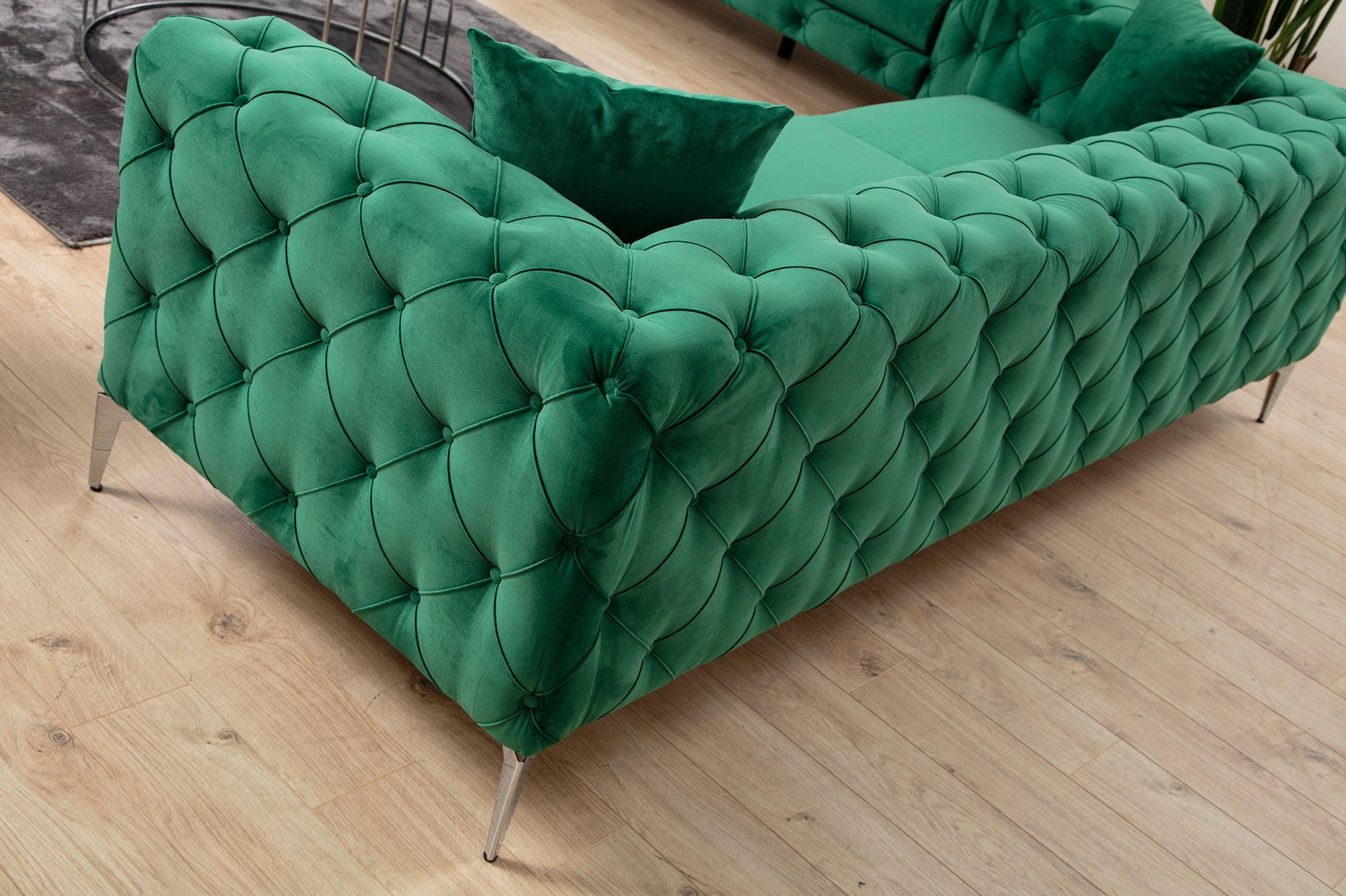 Como Green 3 Seater Sofa | Comfortable Tufted Modern Couch