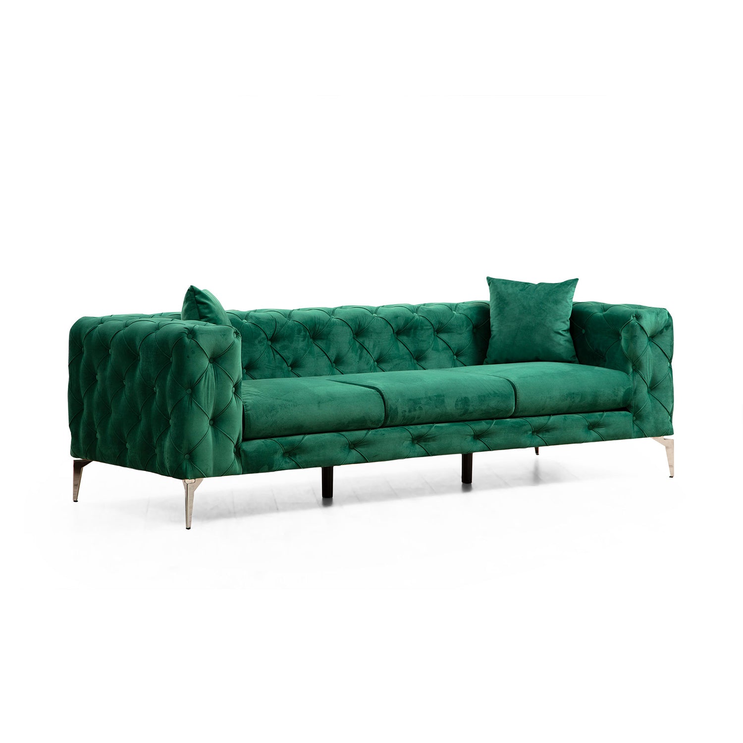 Como Green 3 Seater Sofa | Comfortable Tufted Modern Couch