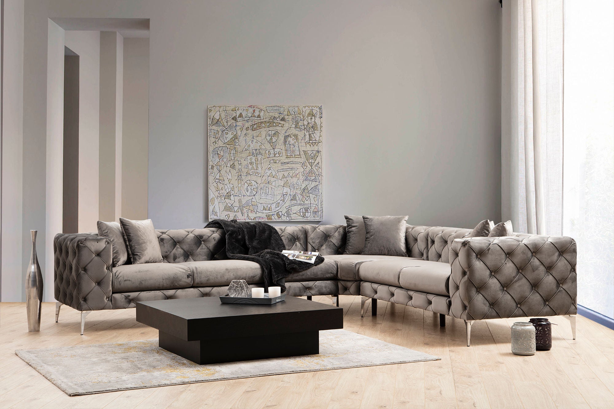 Ecksofa „Como“ in Anthrazit