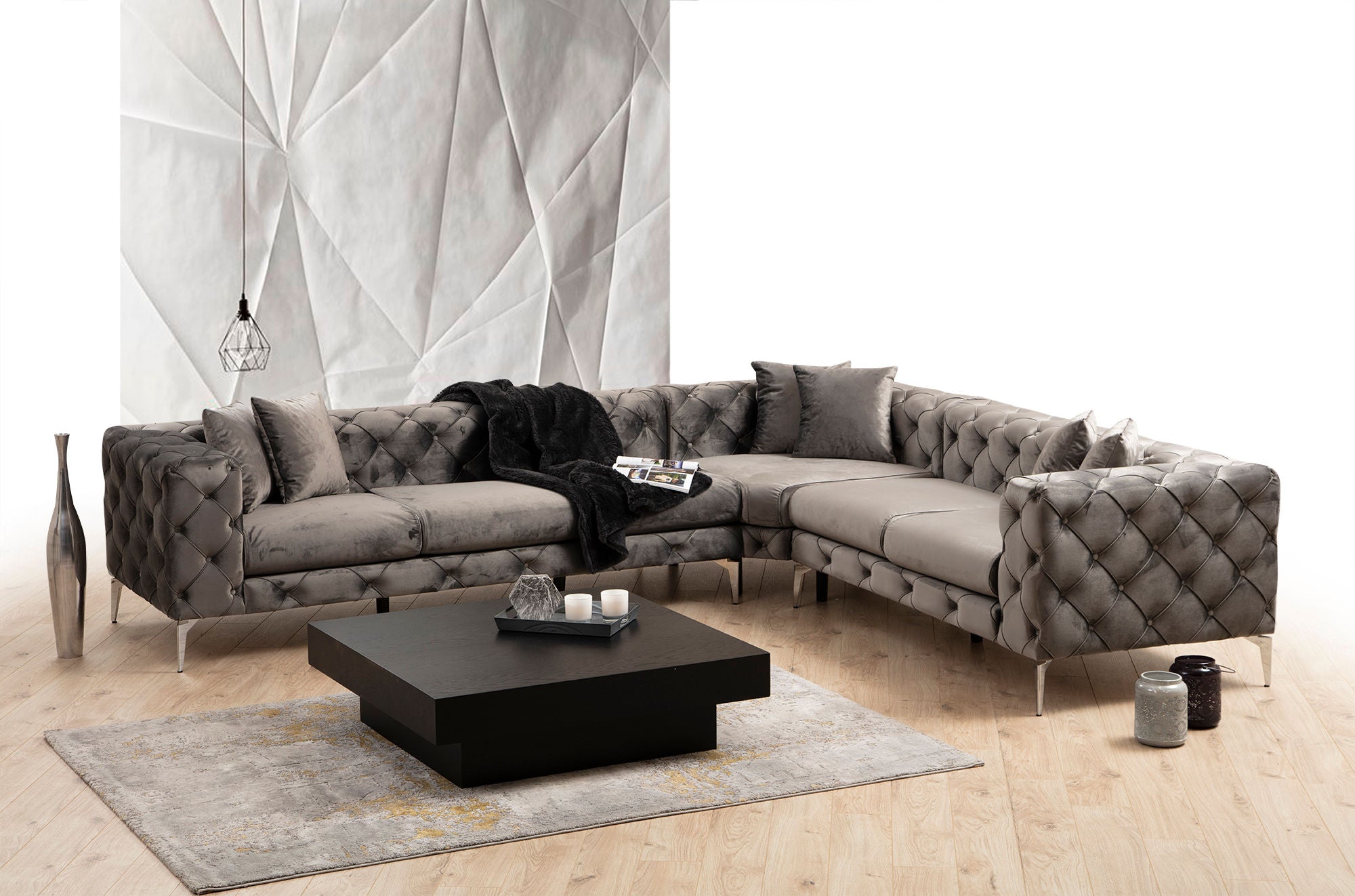 Como – Anthracite L Shape Corner Sofa | Designer Sectional for Living Room