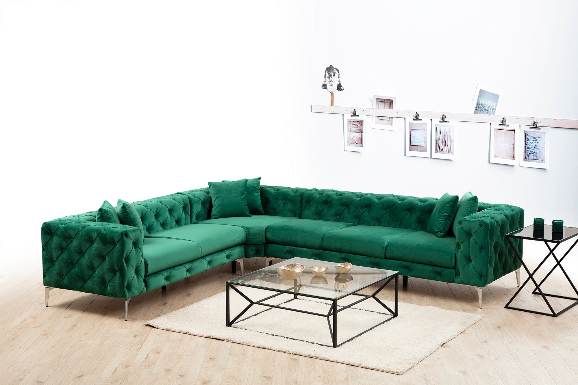 Como – Green L Shape Corner Sofa | Designer Sectional for Living Room