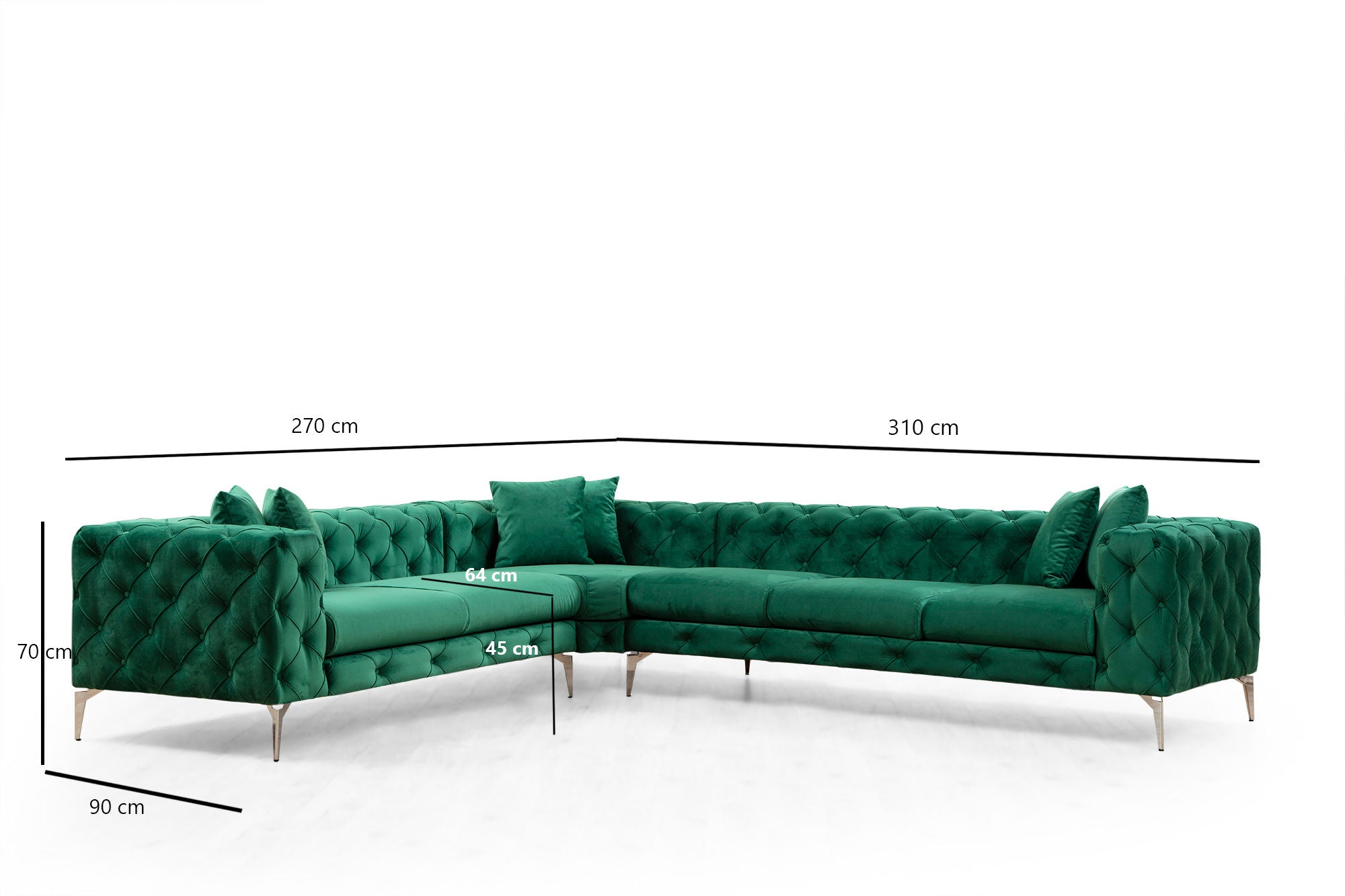 Como – Green L Shape Corner Sofa | Designer Sectional for Living Room