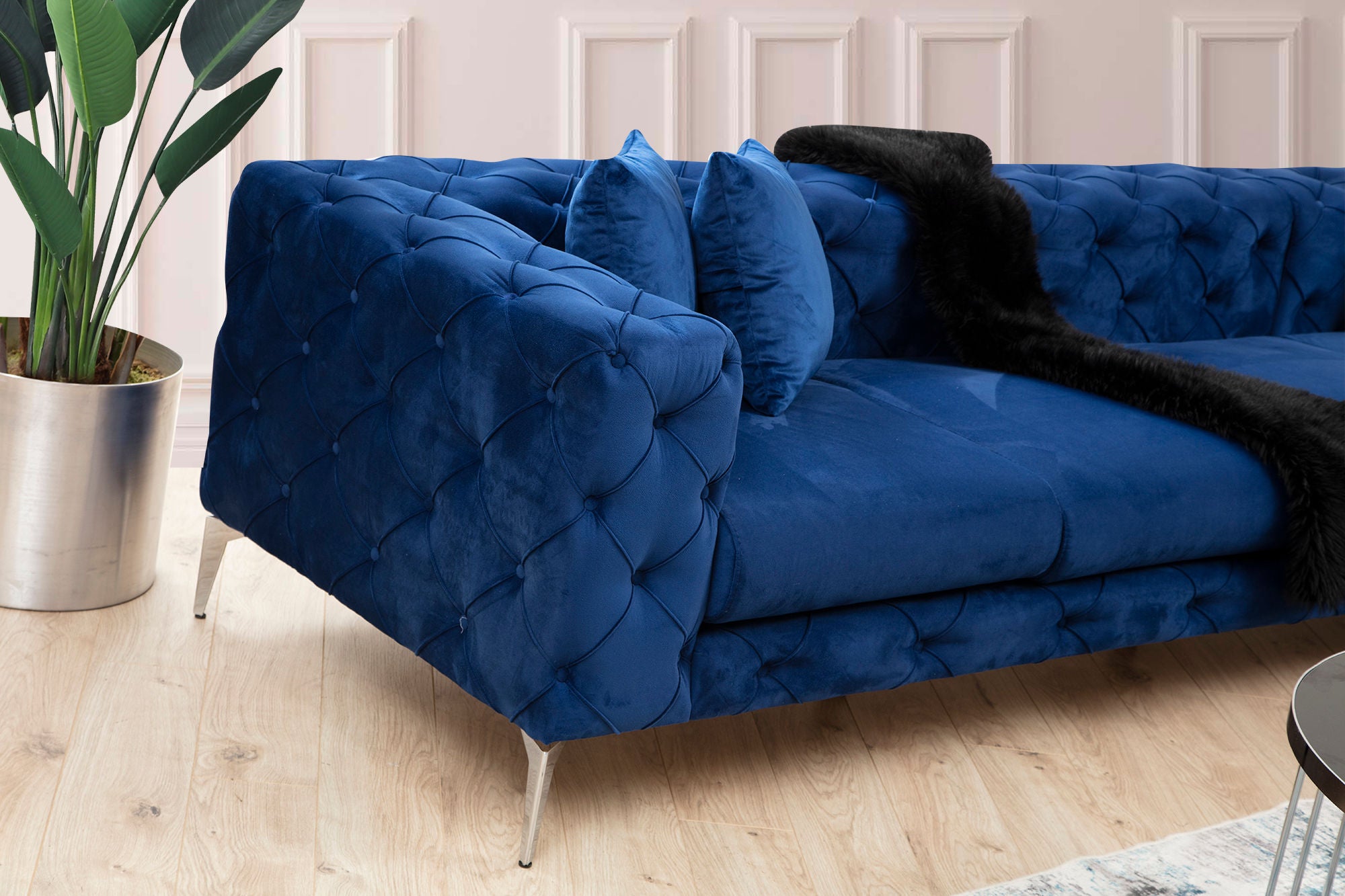 Como – Navy Blue L Shape Corner Sofa | Designer Sectional for Living Room