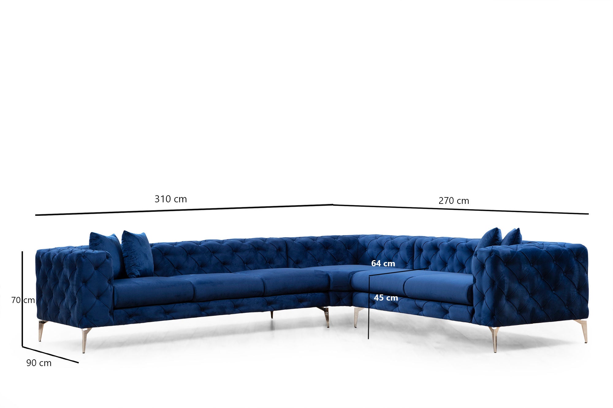 Como – Navy Blue L Shape Corner Sofa | Designer Sectional for Living Room