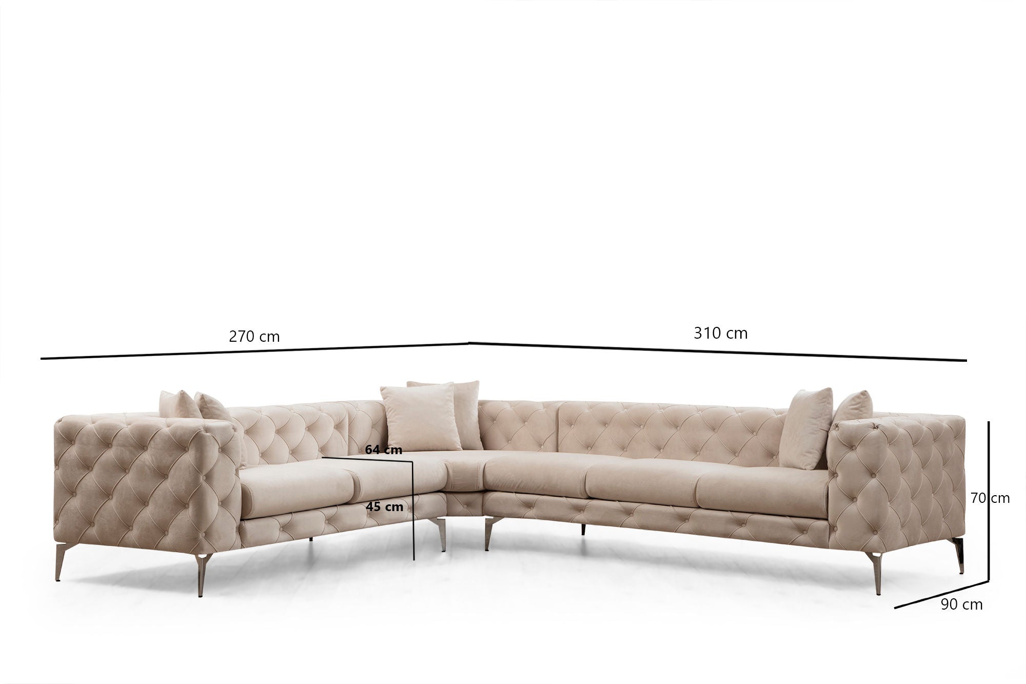 Como – Ecru L Shape Corner Sofa | Designer Sectional for Living Room