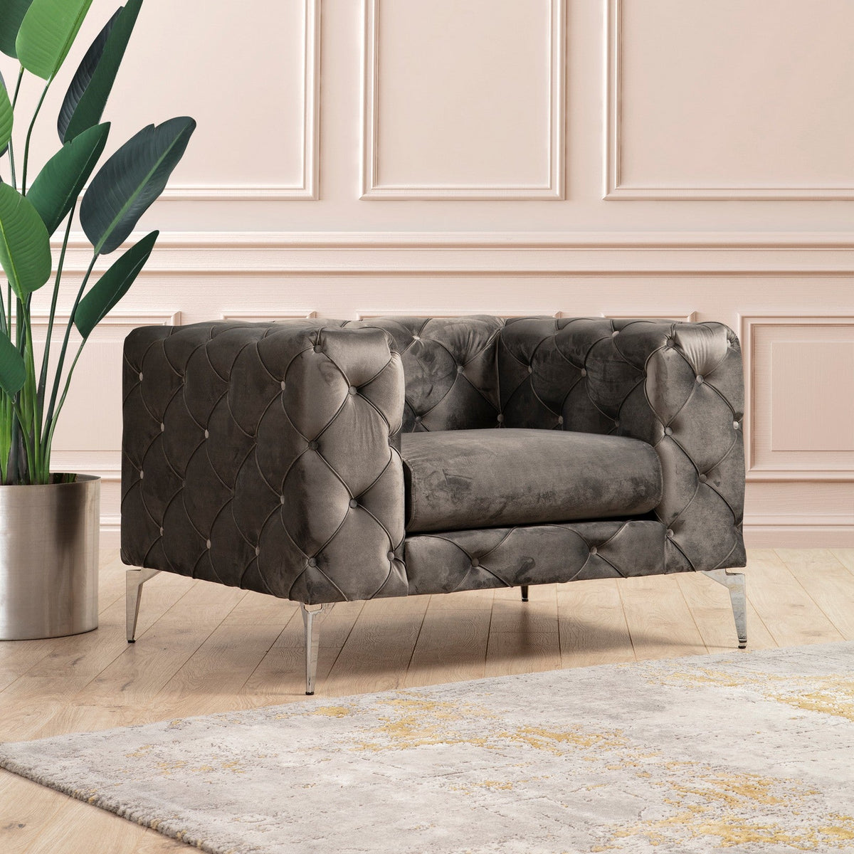 Como Anthracite Wing Chair Designer Lounge Armchair