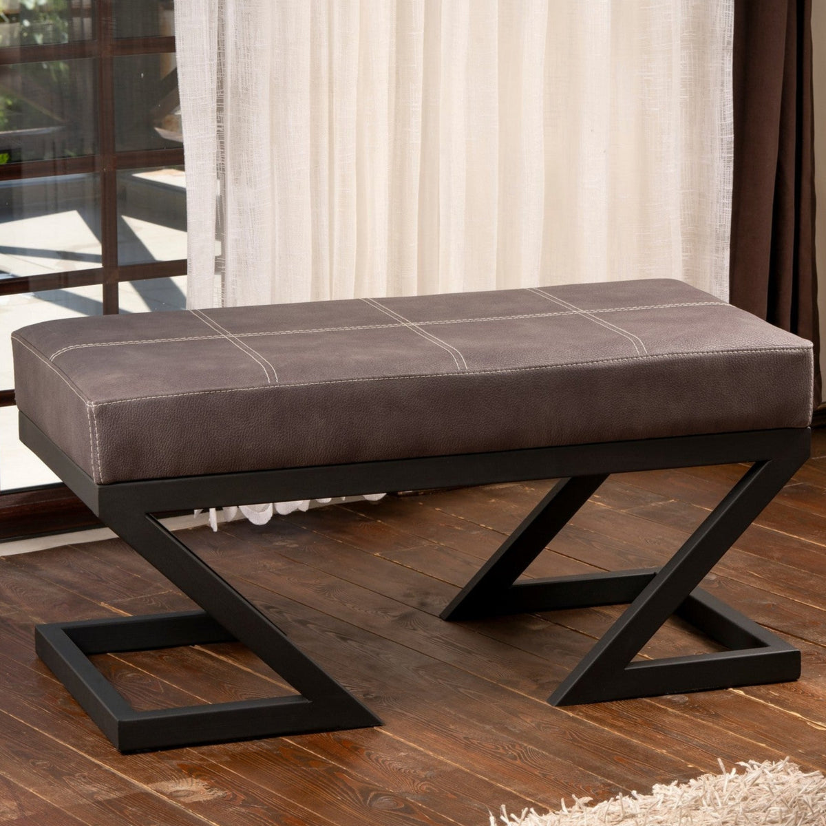 Ago Anthracite Pouffe Modern Upholstered Ottoman