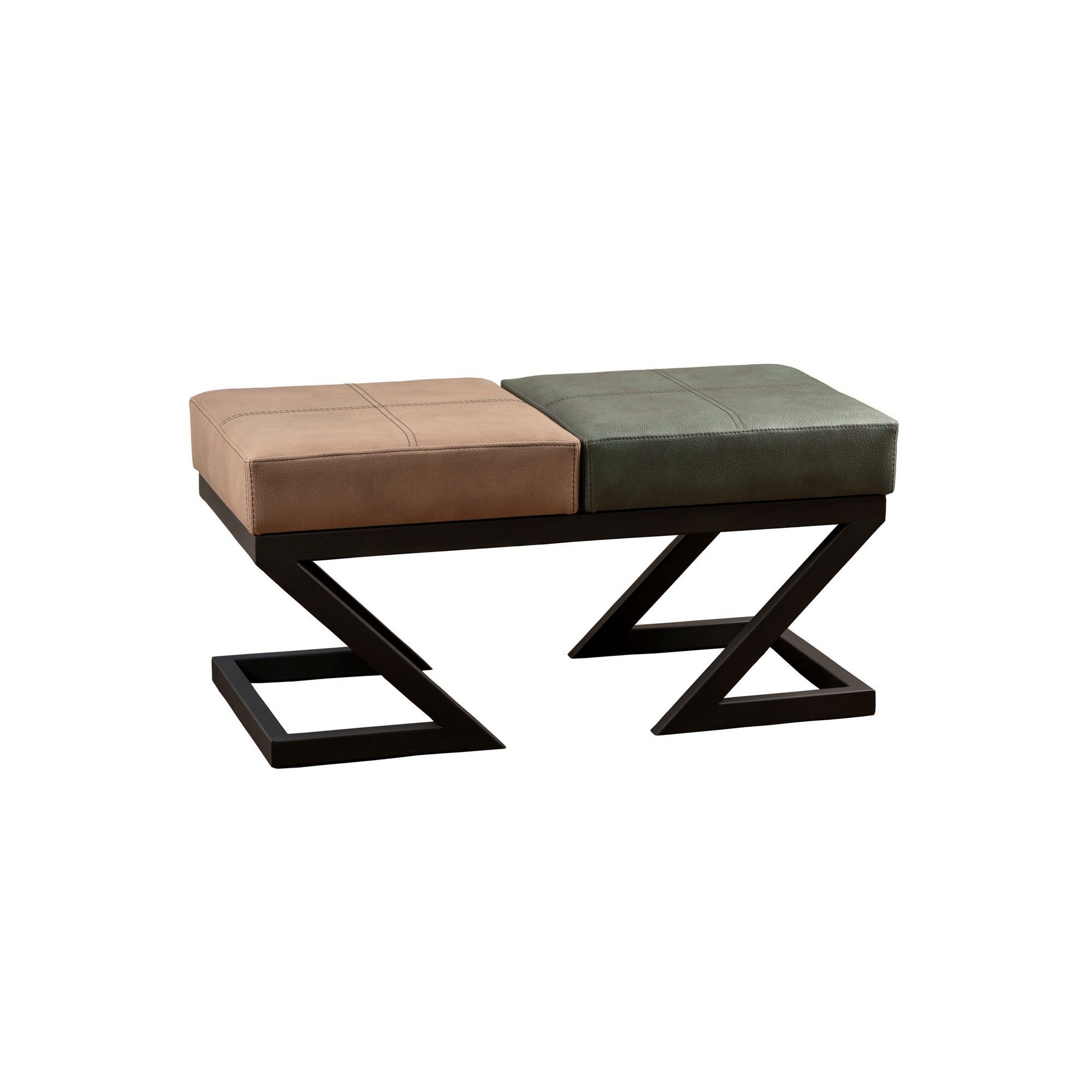 Brda -  Green  Mink Brown Pouffe – Modern Upholstered Ottoman