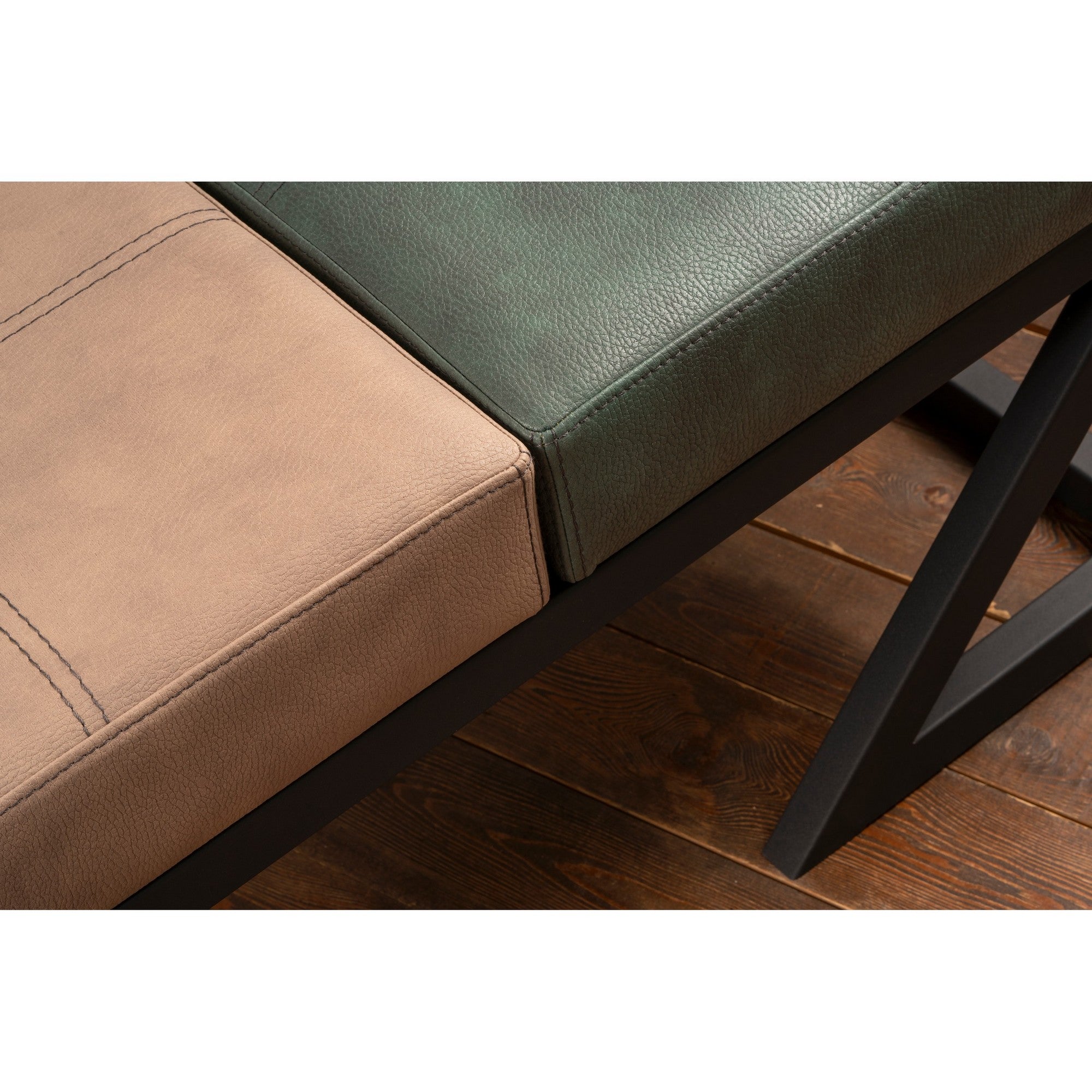 Brda -  Green  Mink Brown Pouffe – Modern Upholstered Ottoman