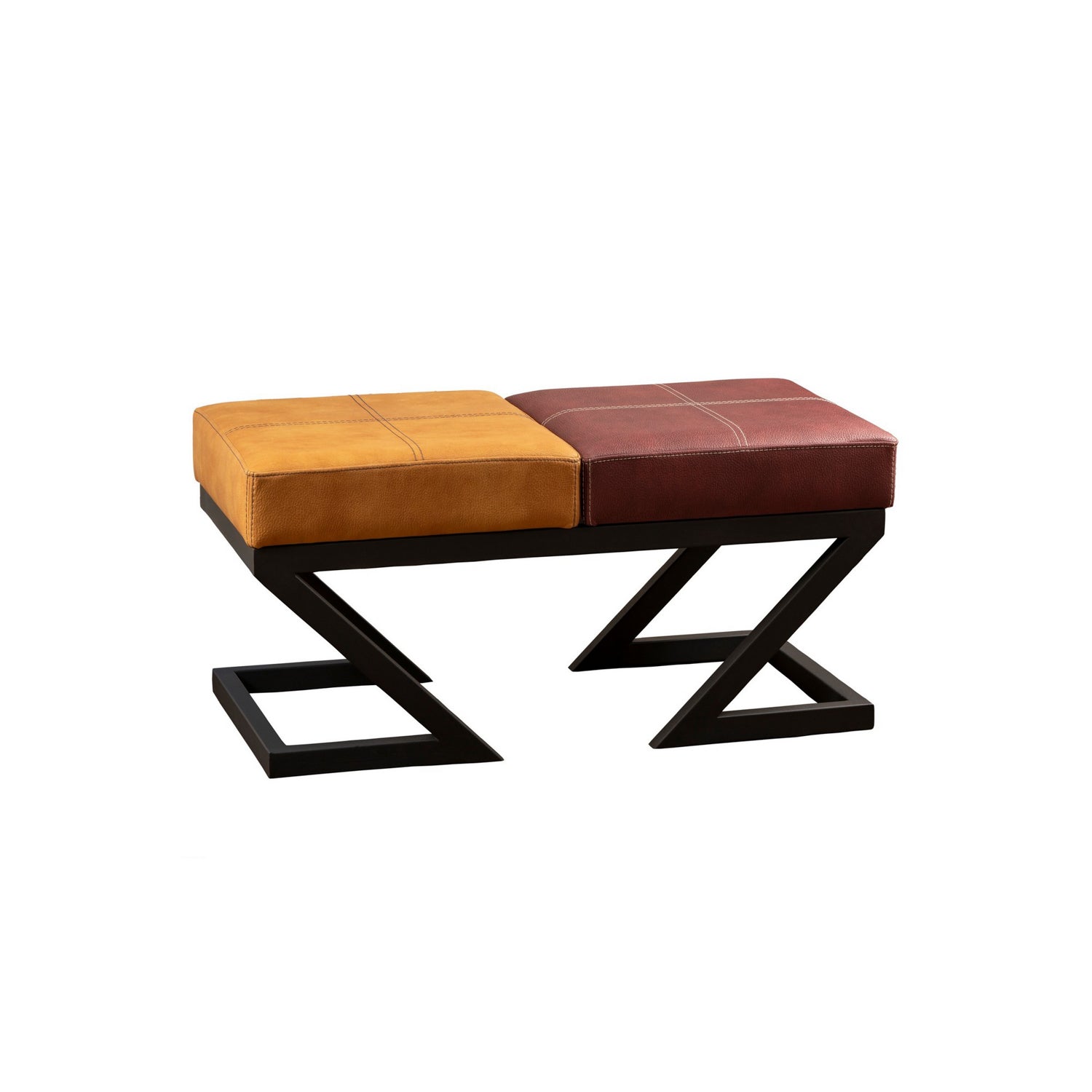 Brda - Mustard Claret Red Pouffe – Modern Upholstered Ottoman