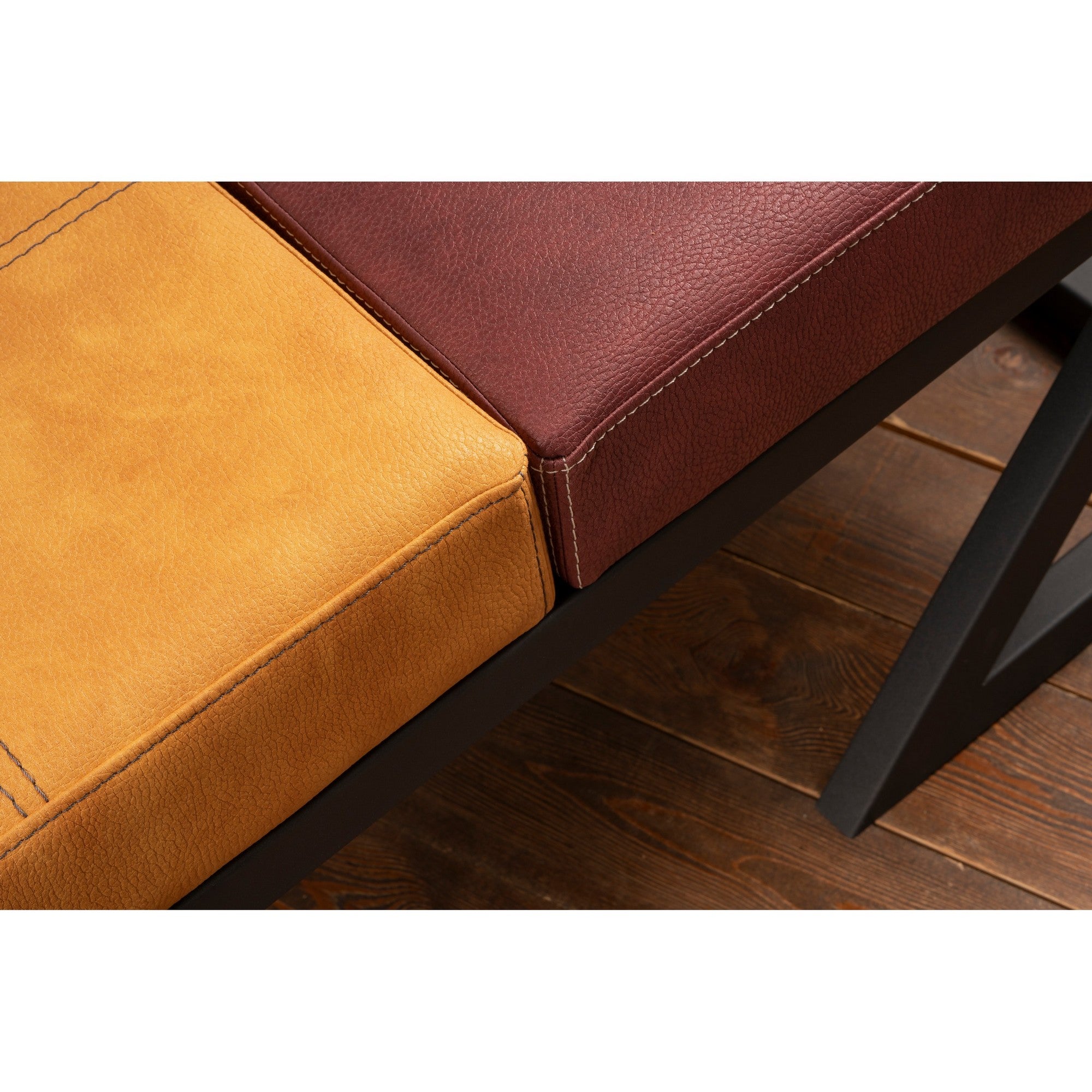 Brda - Mustard Claret Red Pouffe – Modern Upholstered Ottoman