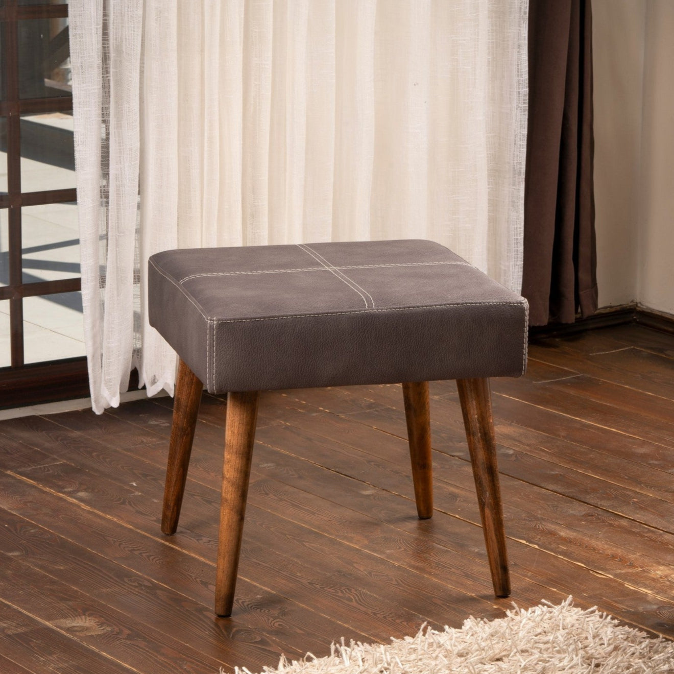 Urga -  | Anthracite Pouffe – Modern Upholstered Ottoman