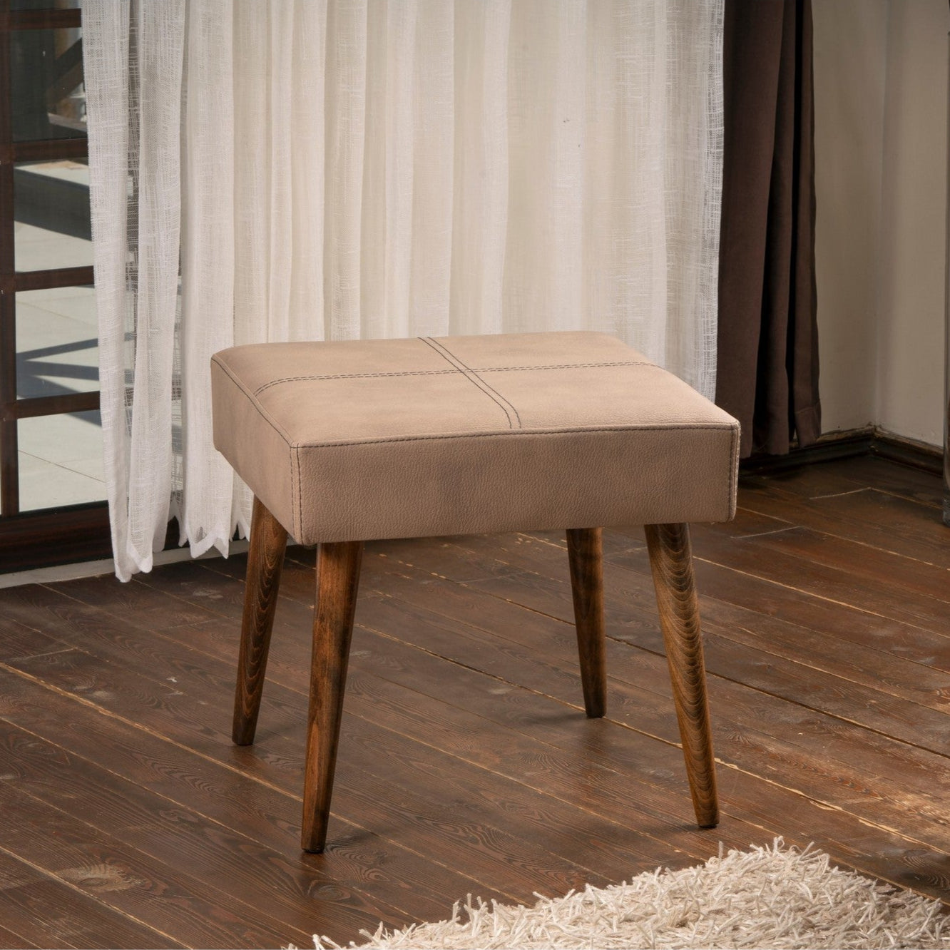 Urga  | Mink Pouffe – Modern Upholstered Ottoman