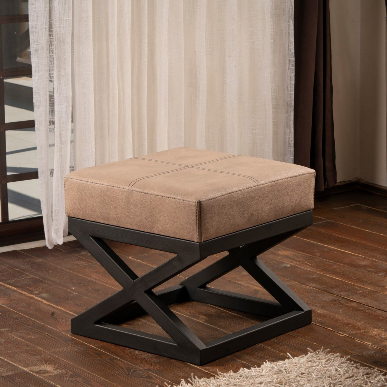 Krupa  | Mink Pouffe – Modern Upholstered Ottoman