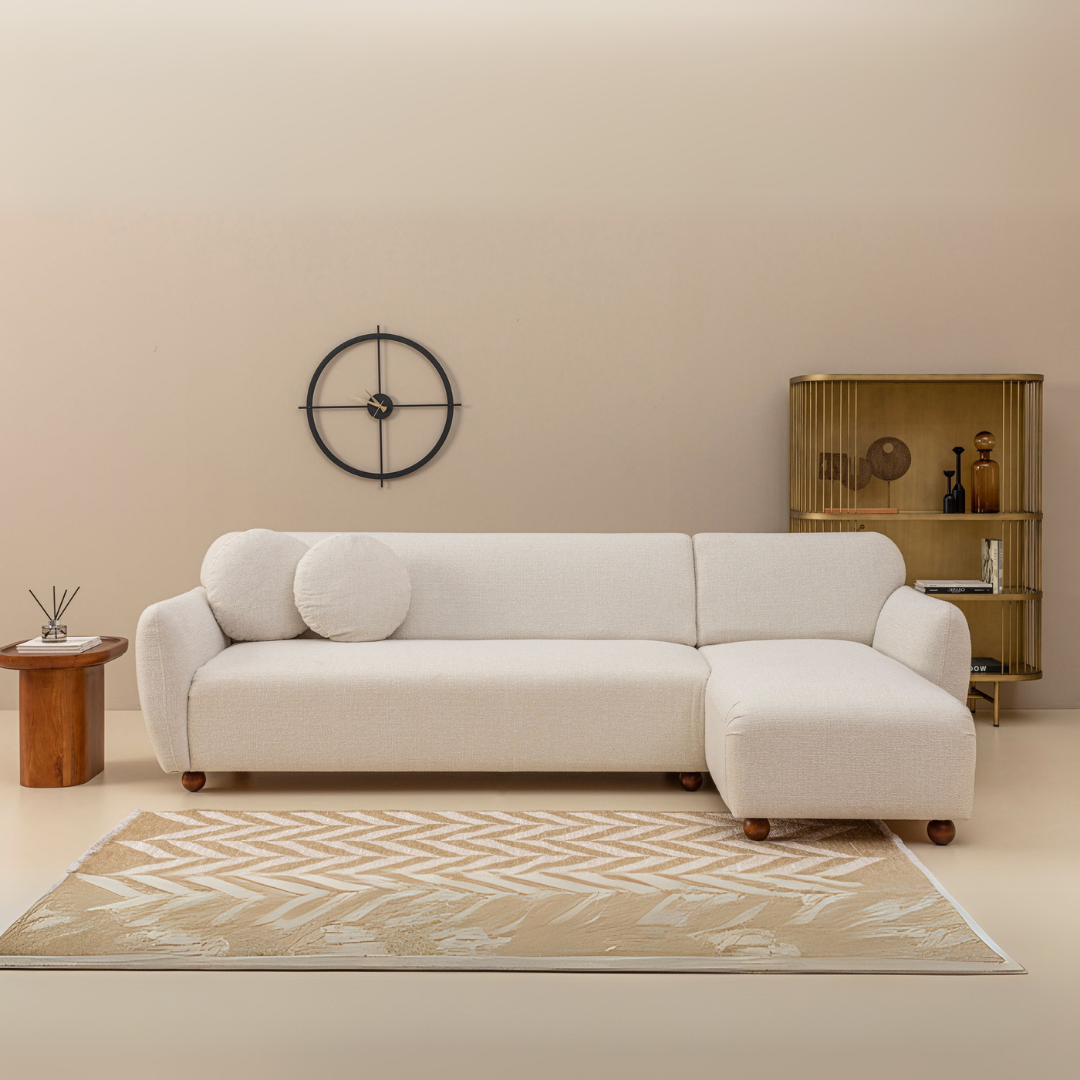 Eddy – White L Shape Corner Sofa | Designer Sectional for Living Room