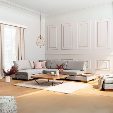 Tulip – Light Grey L Shape Corner Sofa | Designer Sectional for Living Room