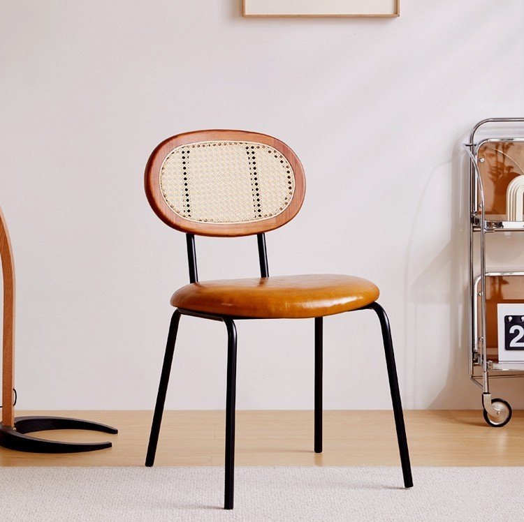 Chaise rétro velours et cannage Margaret