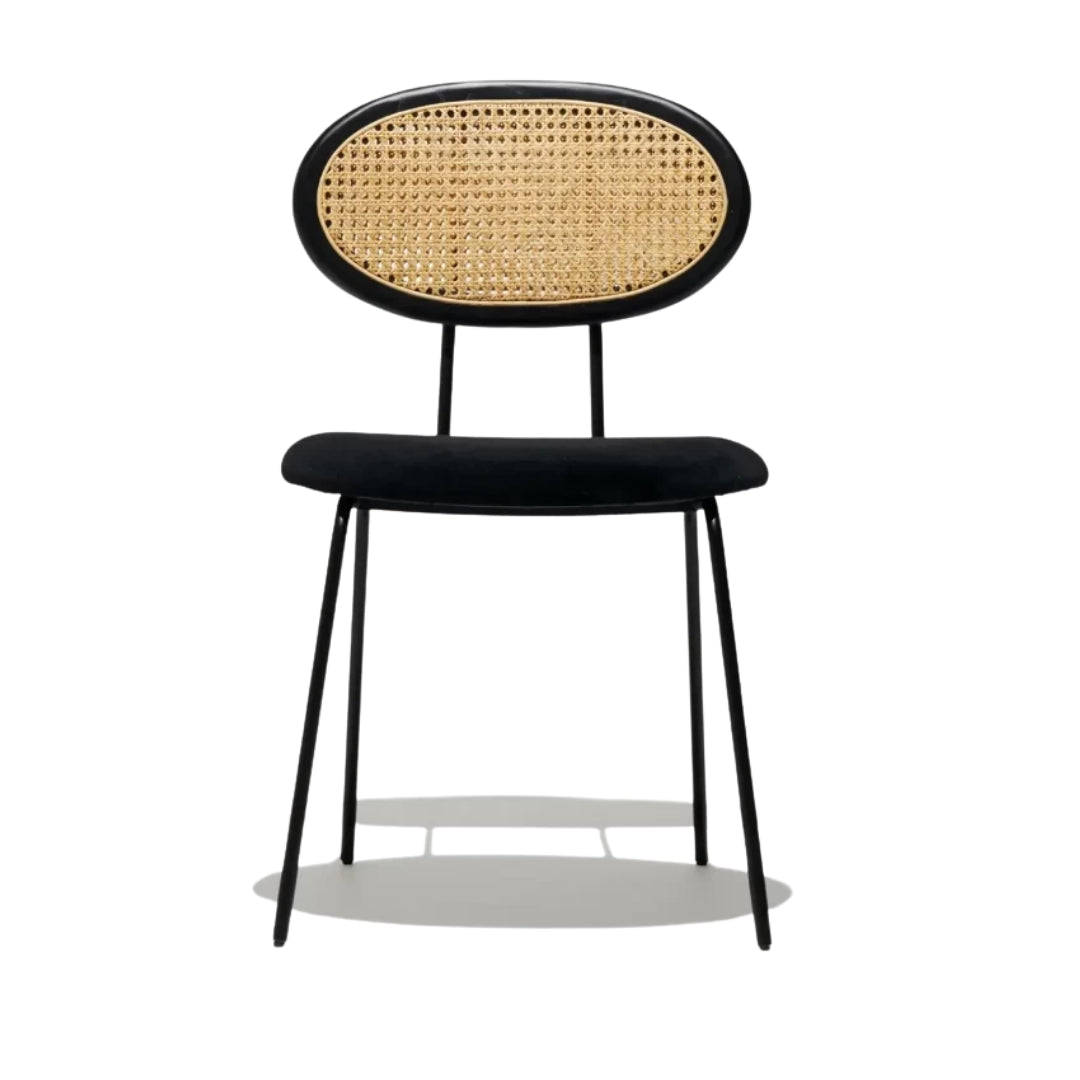 Chaise rétro velours et cannage Margaret