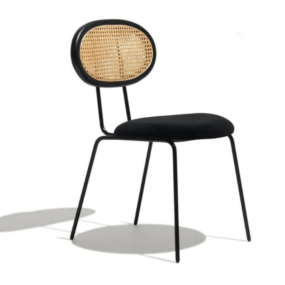 Chaise rétro velours et cannage Margaret