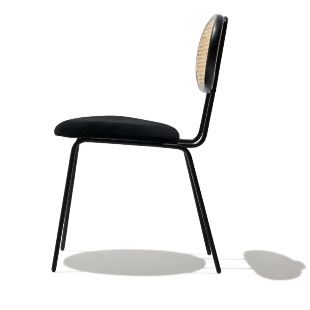 Chaise rétro velours et cannage Margaret