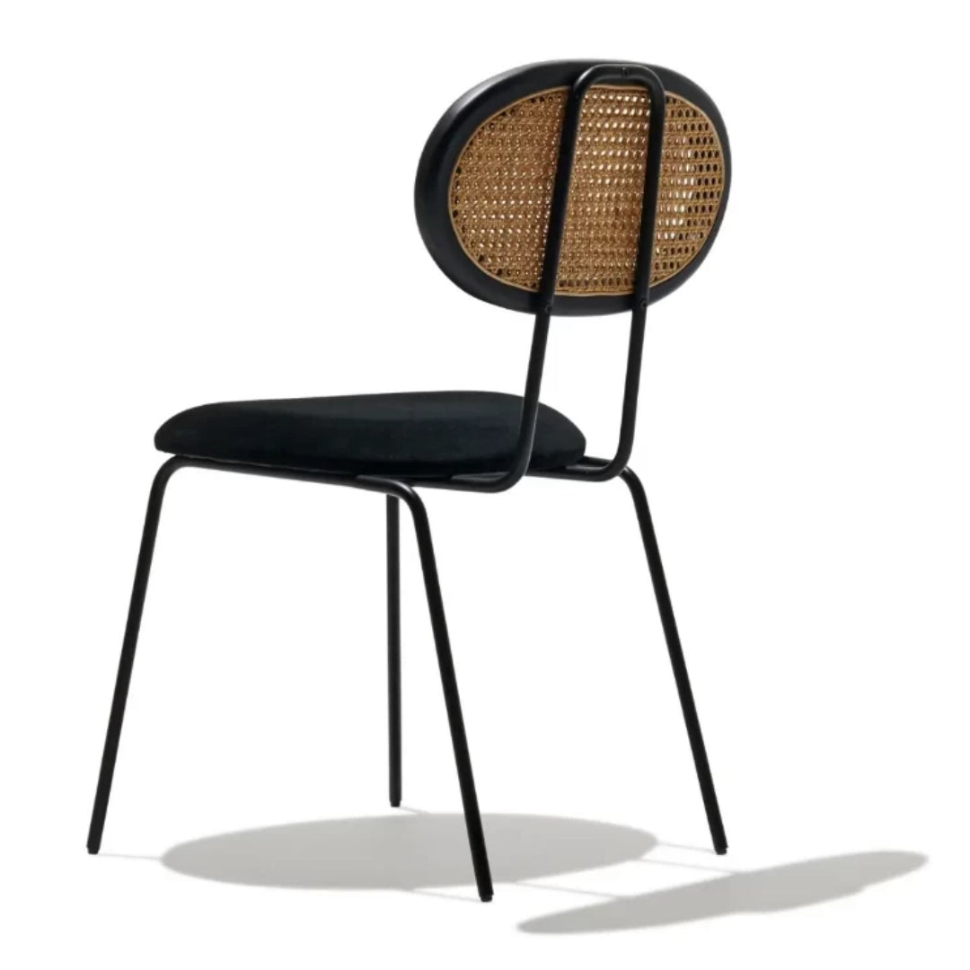 Chaise rétro velours et cannage Margaret