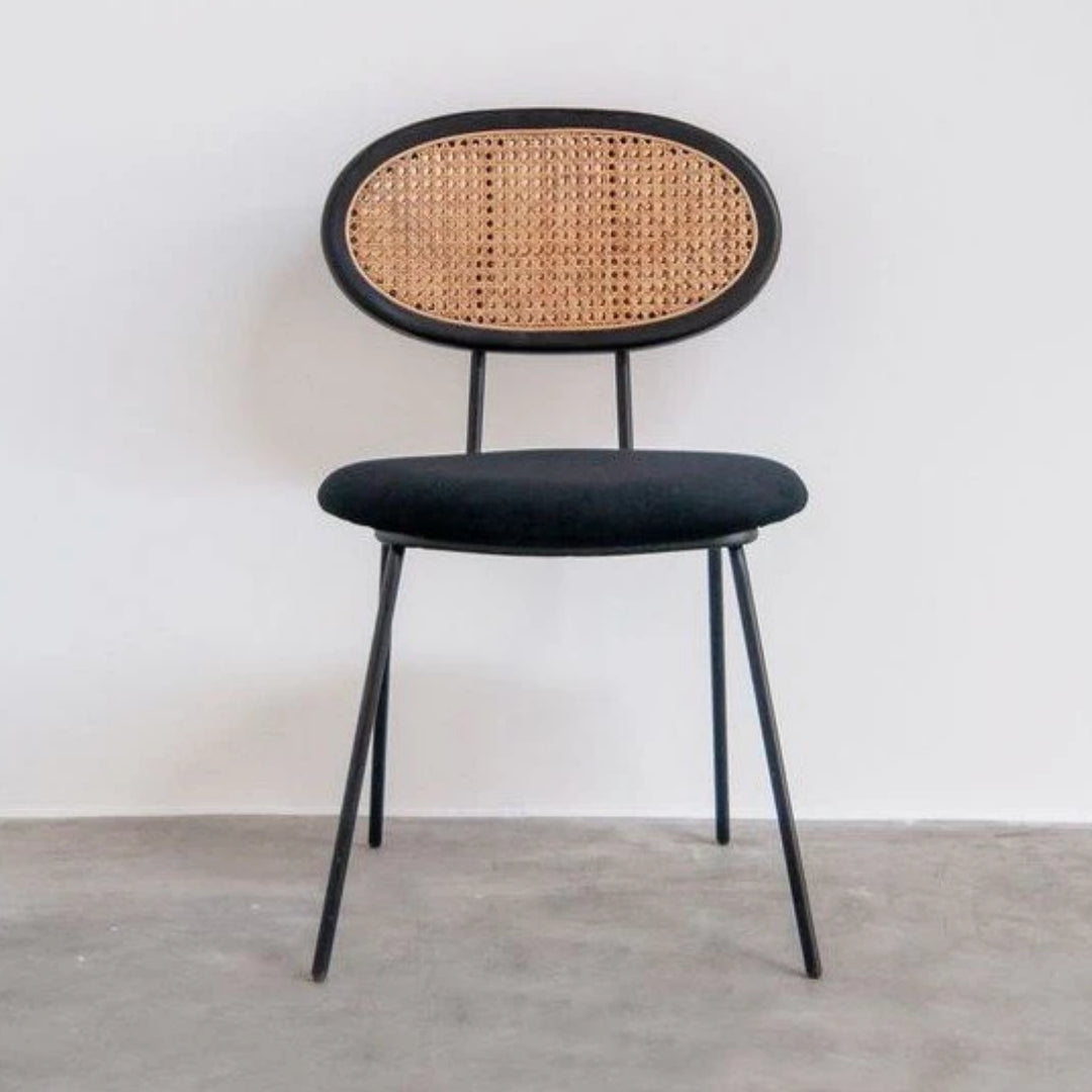 Chaise rétro velours et cannage Margaret