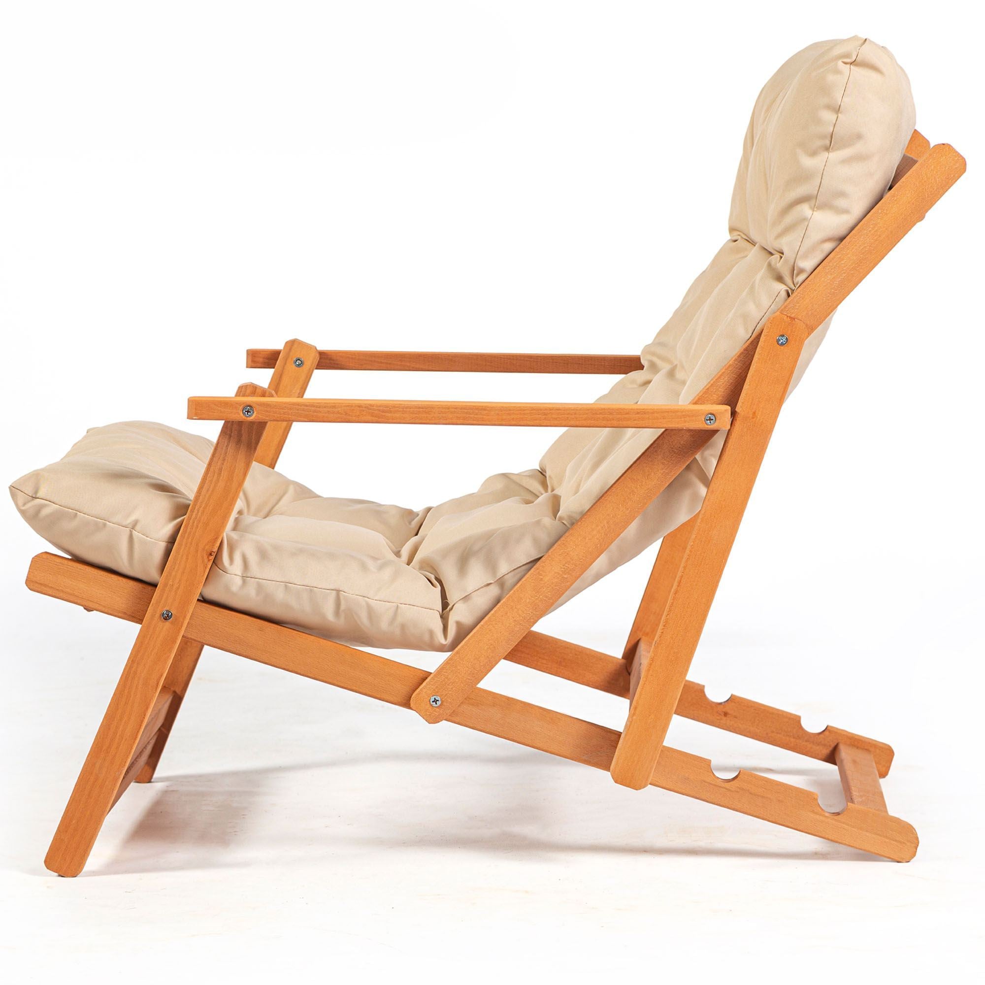 My008 Beech Wood Garden Chair in Brown and Cream – product image 4