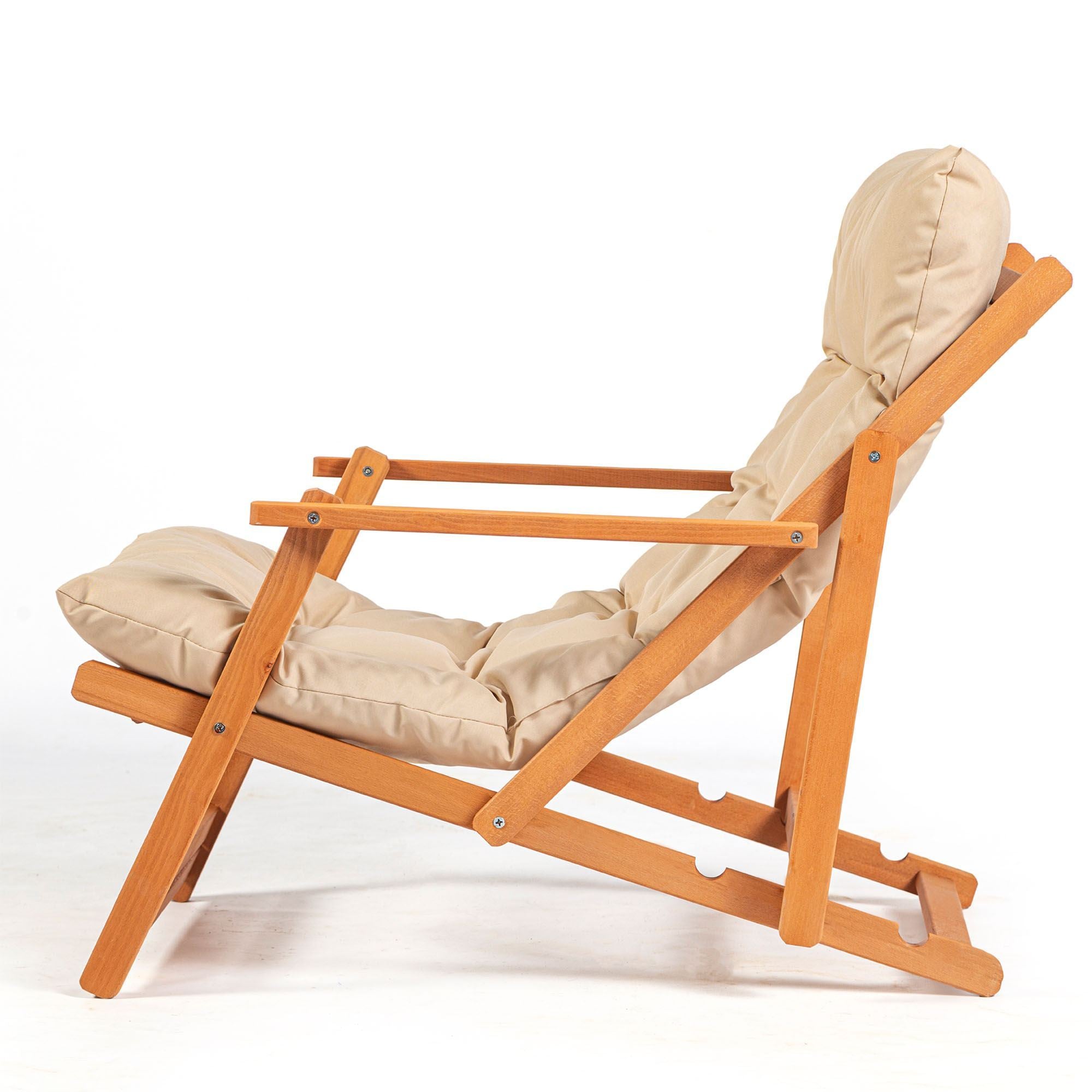 My008 Beech Wood Garden Chair in Brown and Cream – product image 6