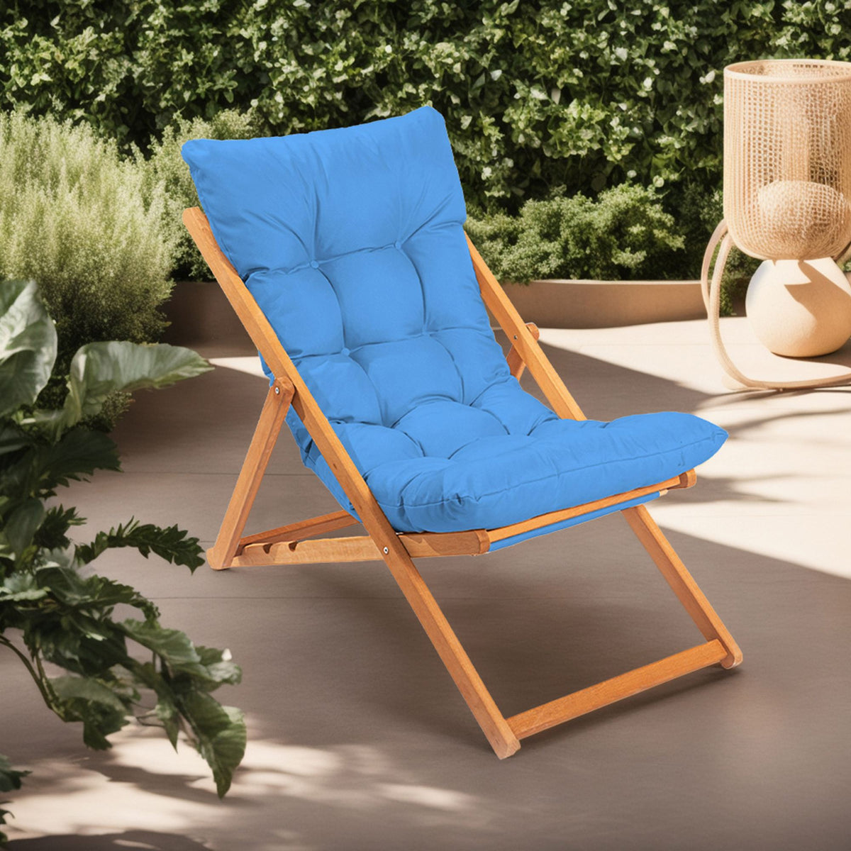 My006 Beech Wood Garden Chair in Blue and Natural – product image 1