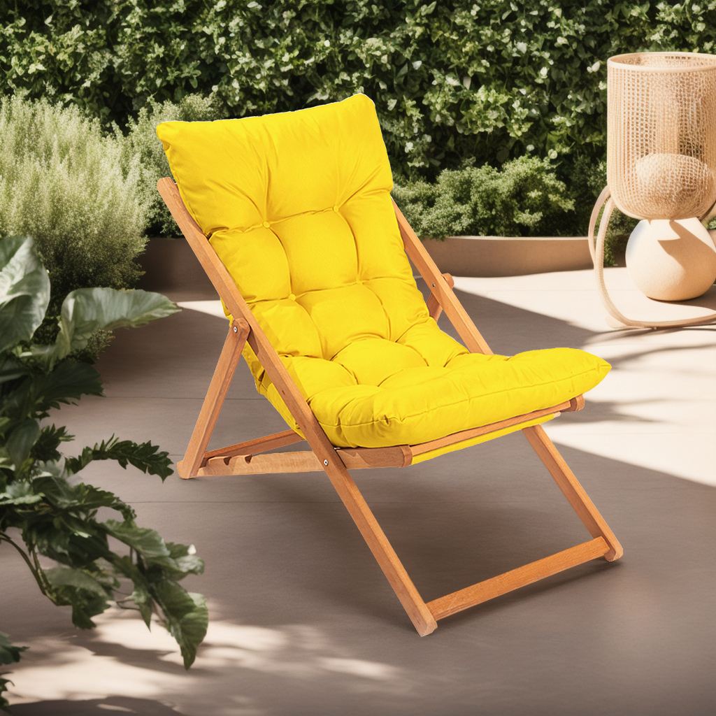 My006 Beech Wood Garden Chair in Yellow and Natural